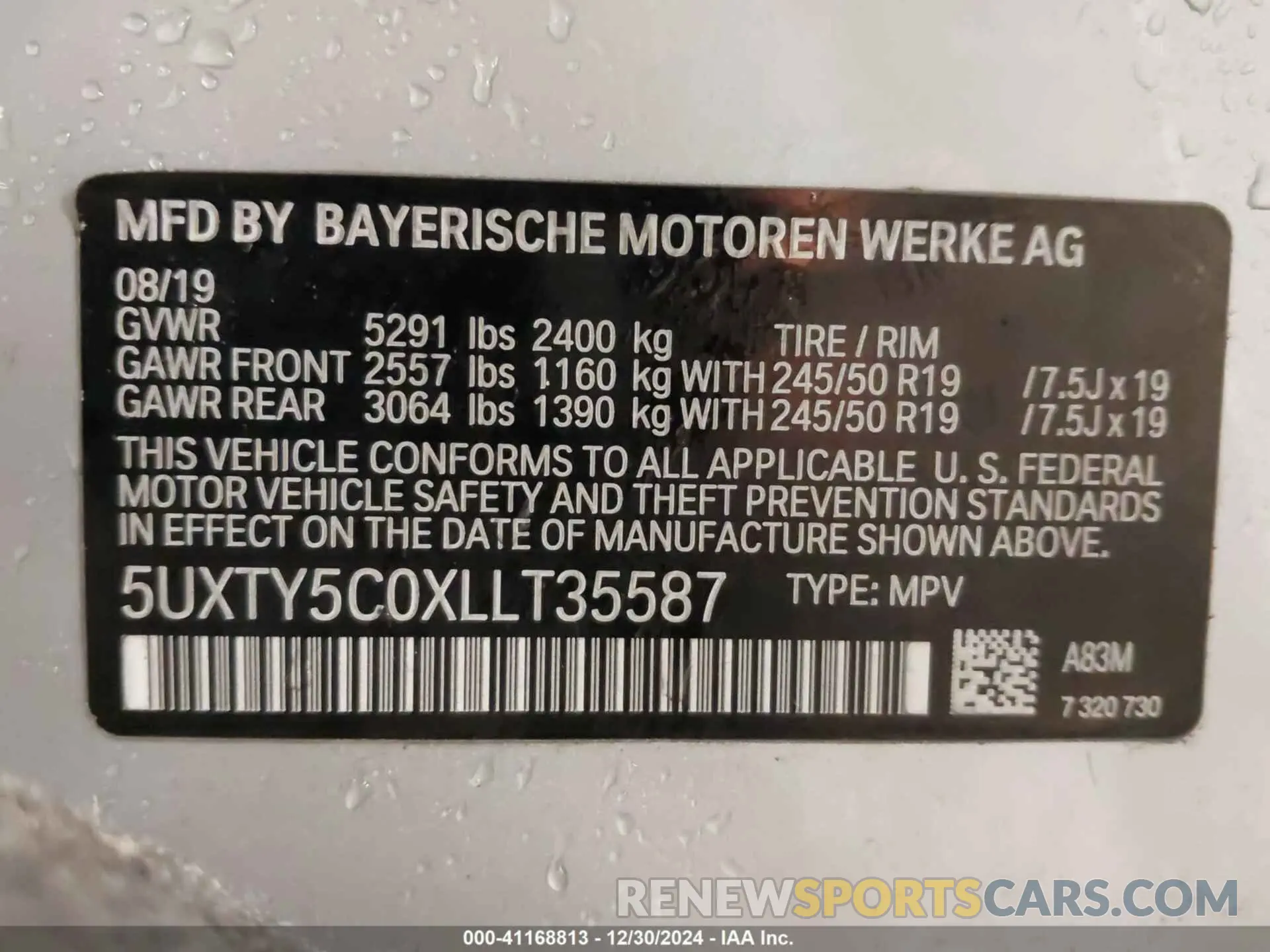 9 fotografías del automóvil dañado 5UXTY5C0XLLT35587 BMW X3 2020