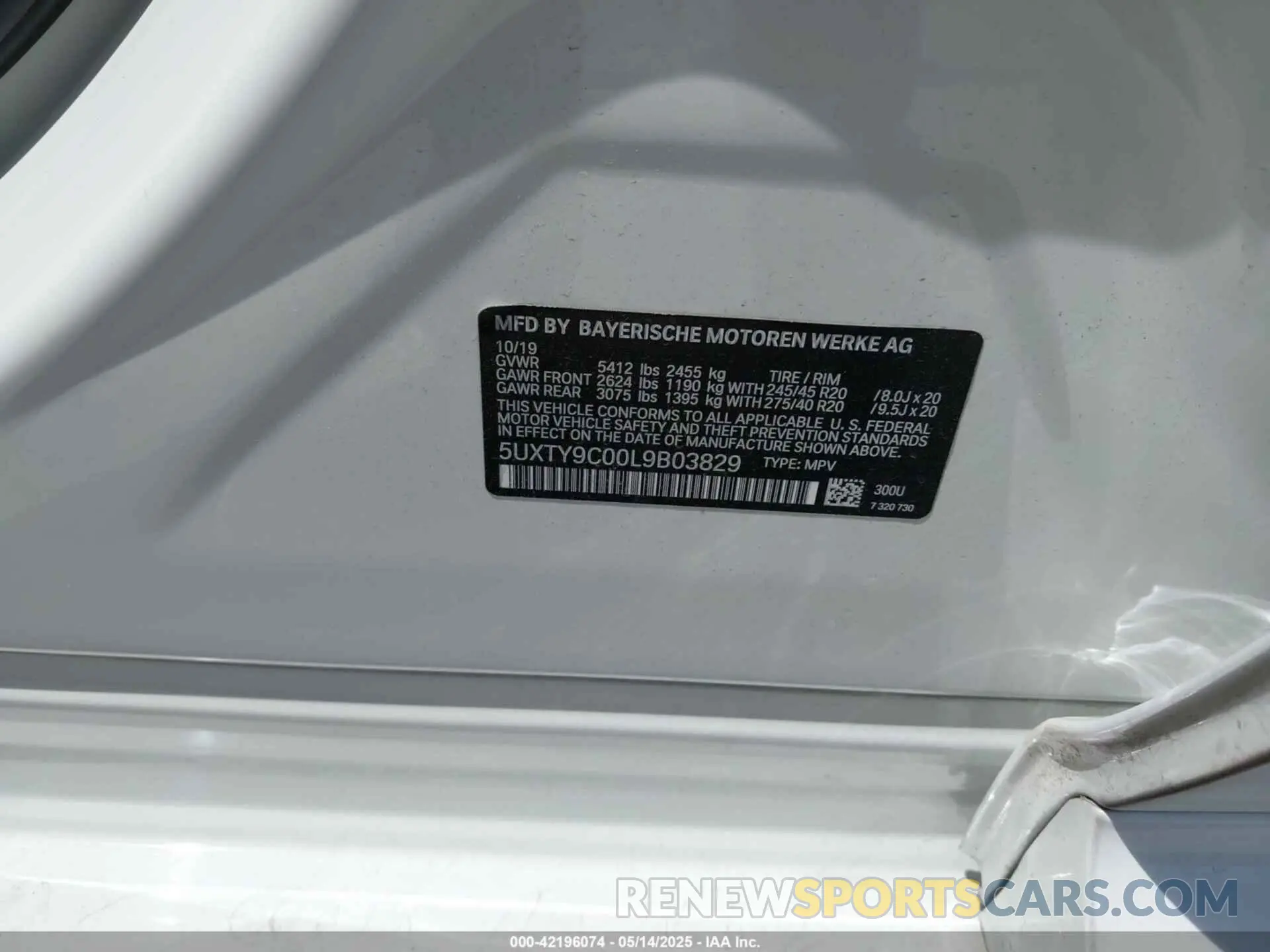 9 fotografías del automóvil dañado 5UXTY9C00L9B03829 BMW X3 2020