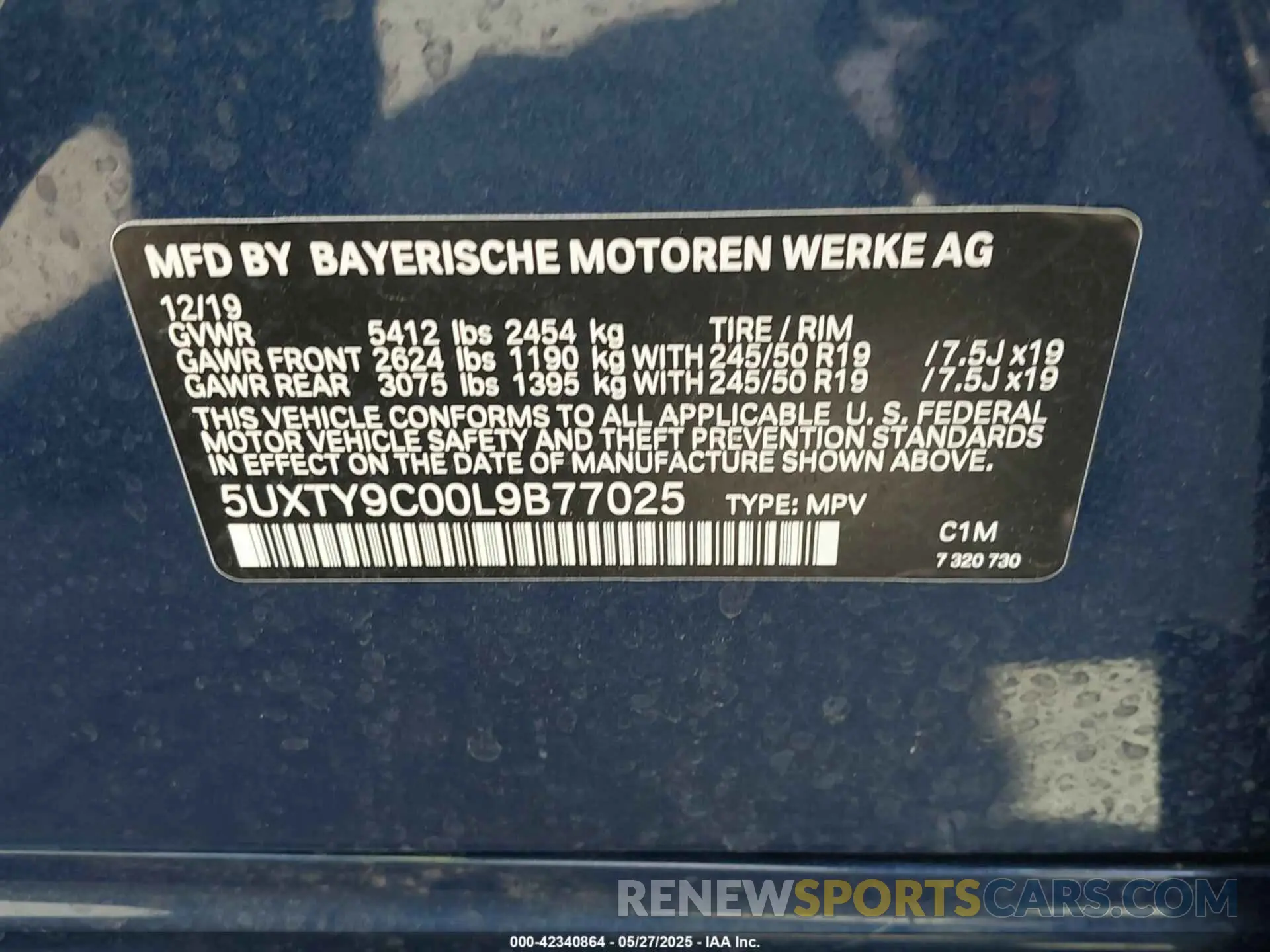 9 fotografías del automóvil dañado 5UXTY9C00L9B77025 BMW X3 2020