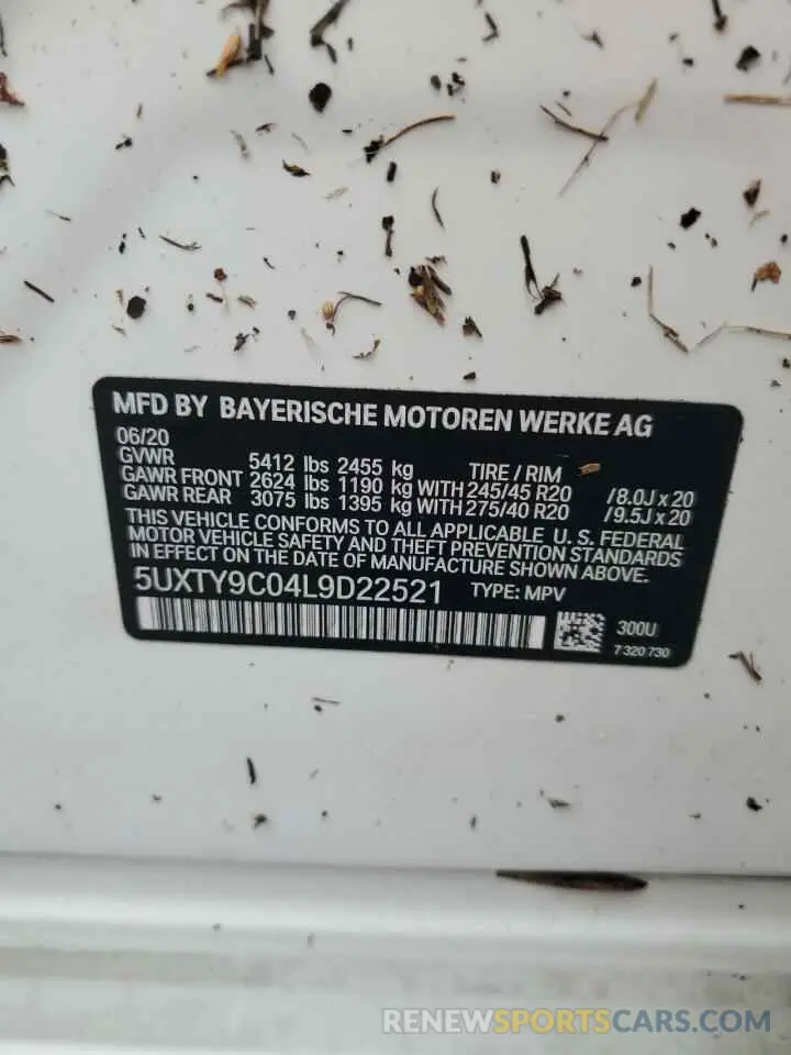 13 fotografías del automóvil dañado 5UXTY9C04L9D22521 BMW X3 2020