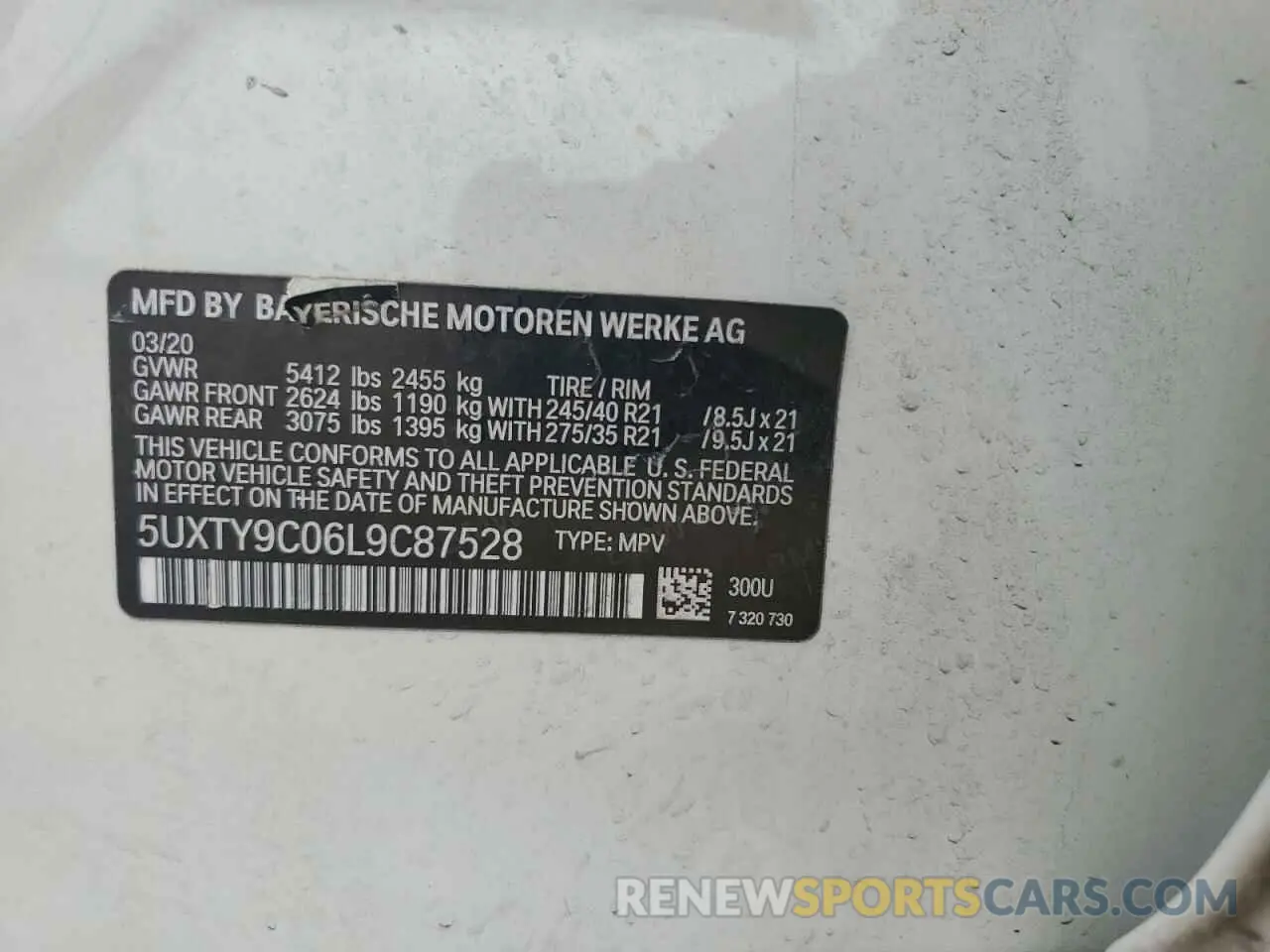 14 fotografías del automóvil dañado 5UXTY9C06L9C87528 BMW X3 2020