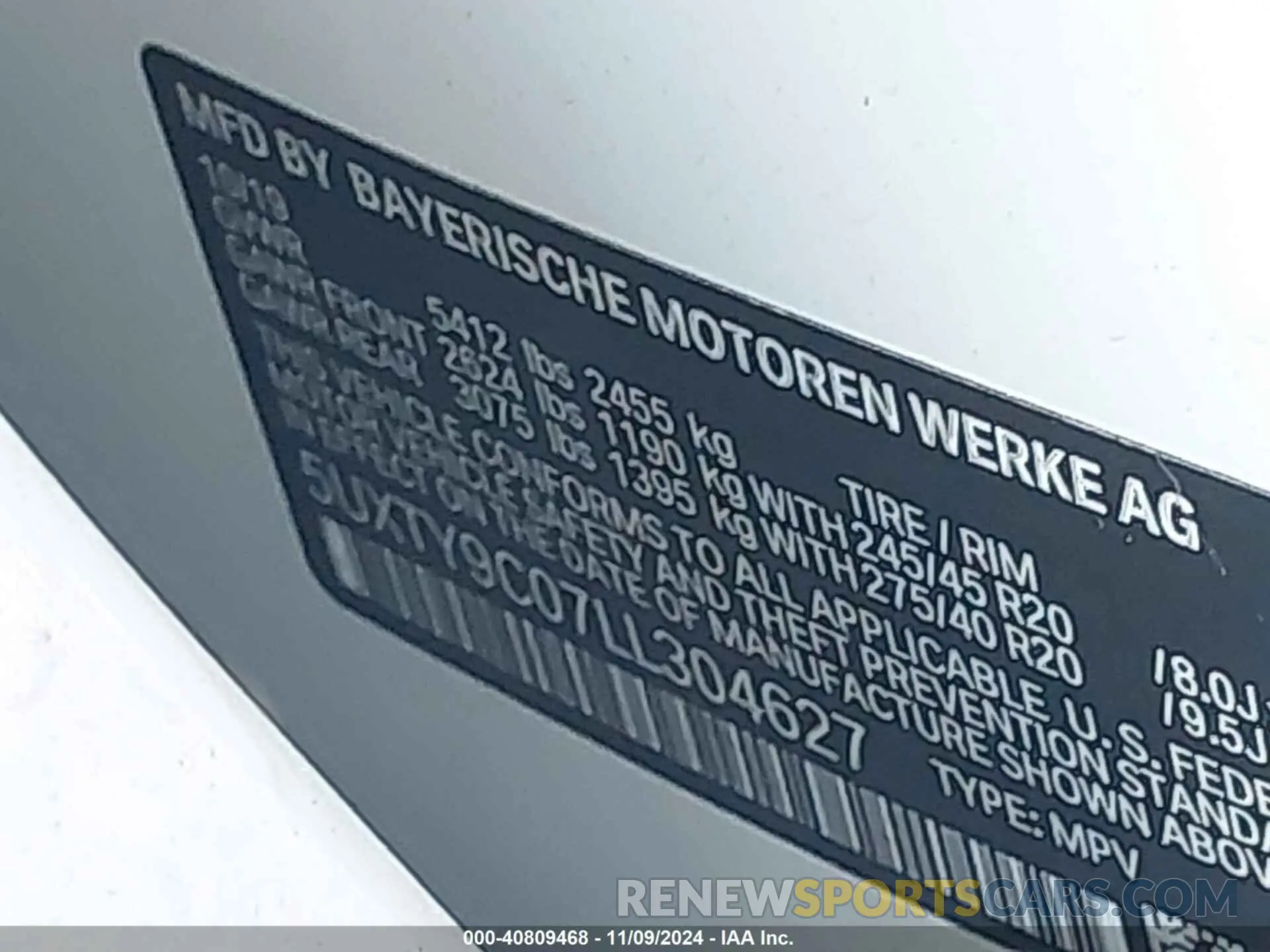 9 fotografías del automóvil dañado 5UXTY9C07LL304627 BMW X3 2020