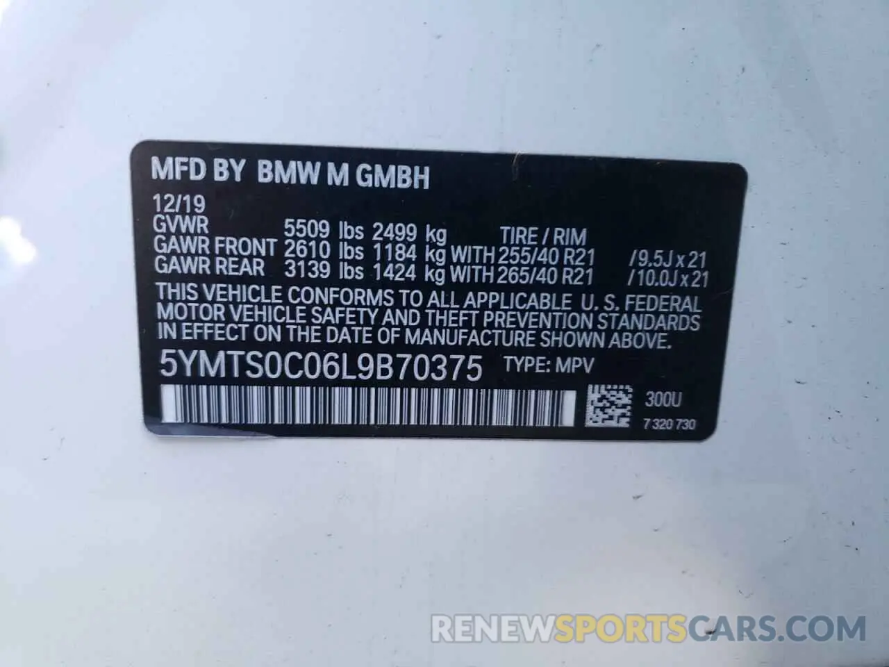 10 fotografías del automóvil dañado 5YMTS0C06L9B70375 BMW X3 2020