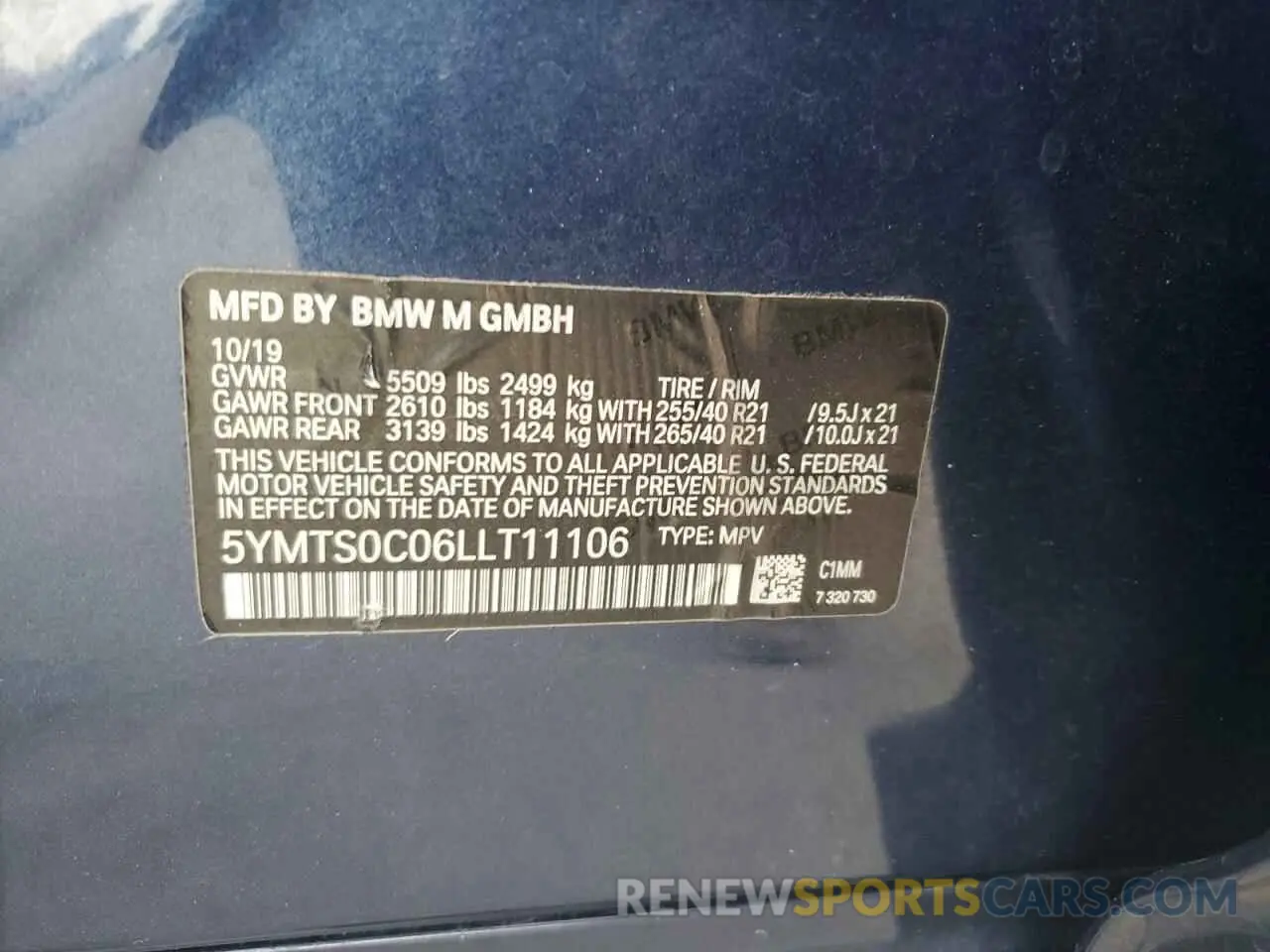 14 fotografías del automóvil dañado 5YMTS0C06LLT11106 BMW X3 2020