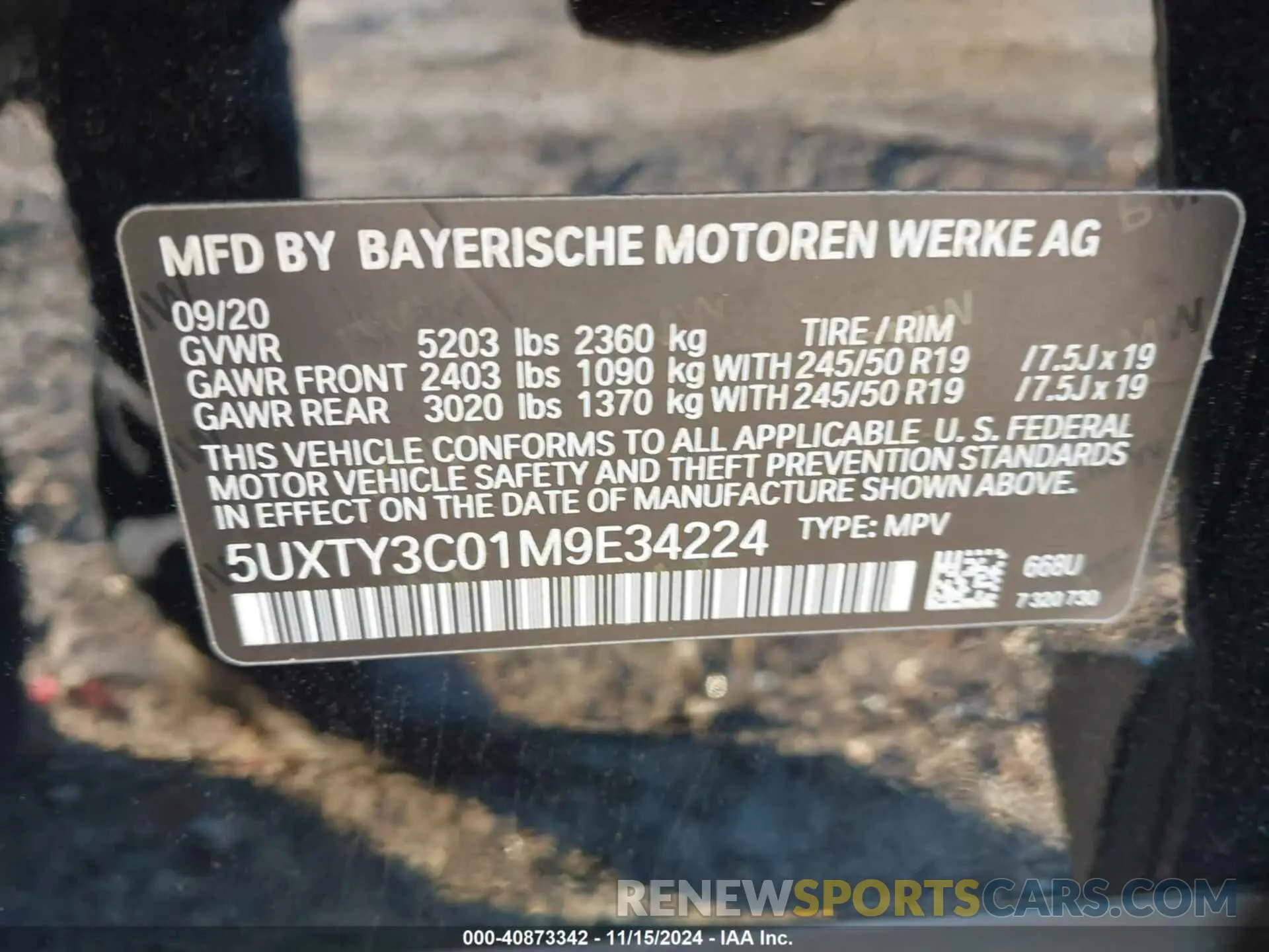 9 fotografías del automóvil dañado 5UXTY3C01M9E34224 BMW X3 2021