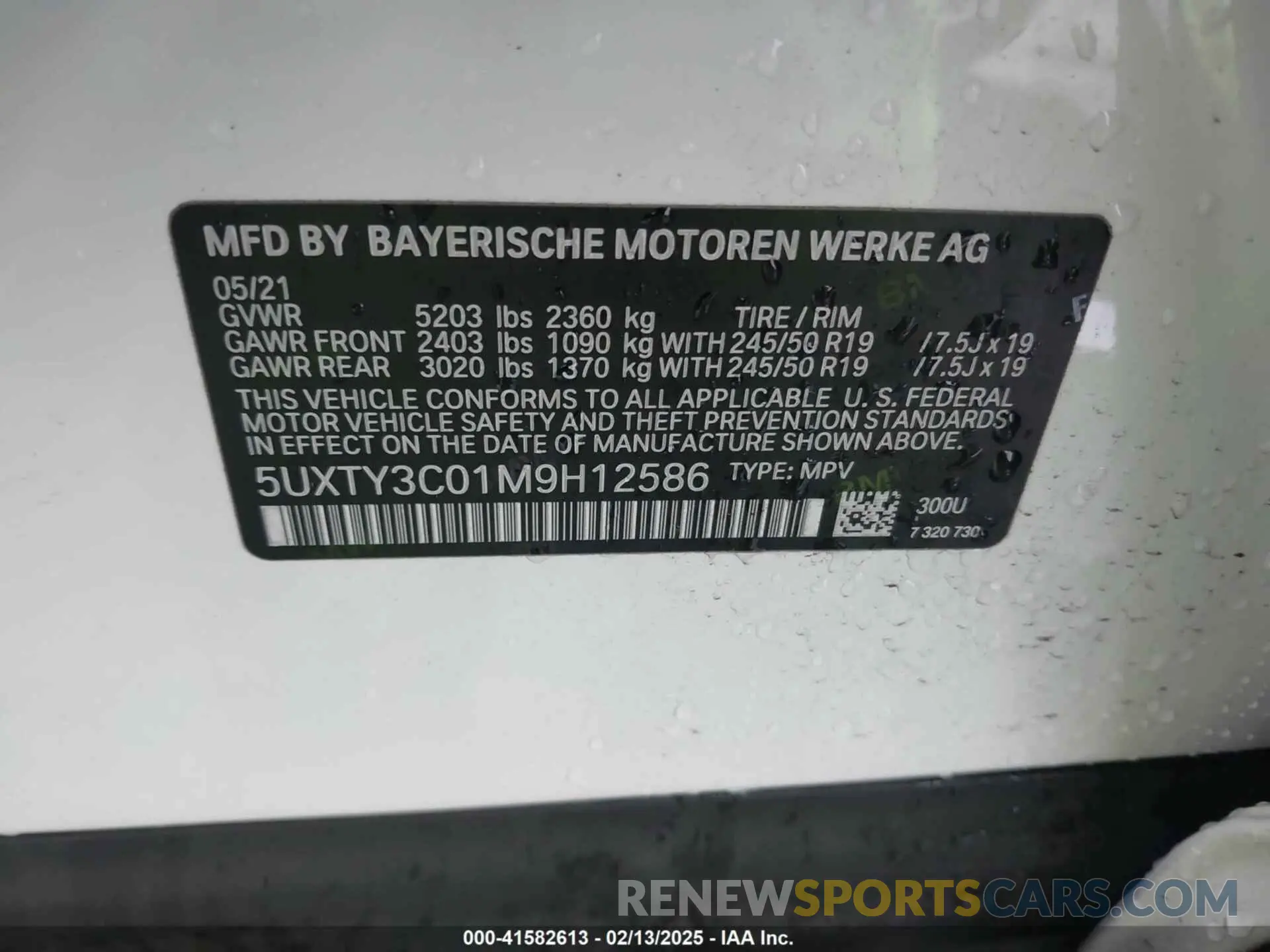 9 fotografías del automóvil dañado 5UXTY3C01M9H12586 BMW X3 2021
