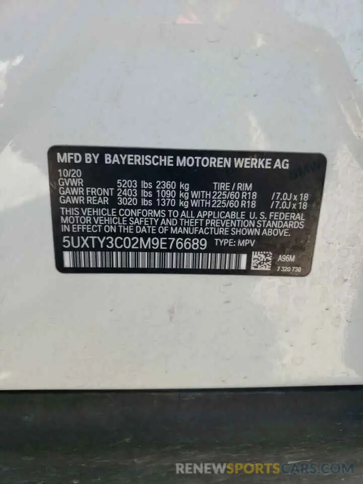 13 fotografías del automóvil dañado 5UXTY3C02M9E76689 BMW X3 2021