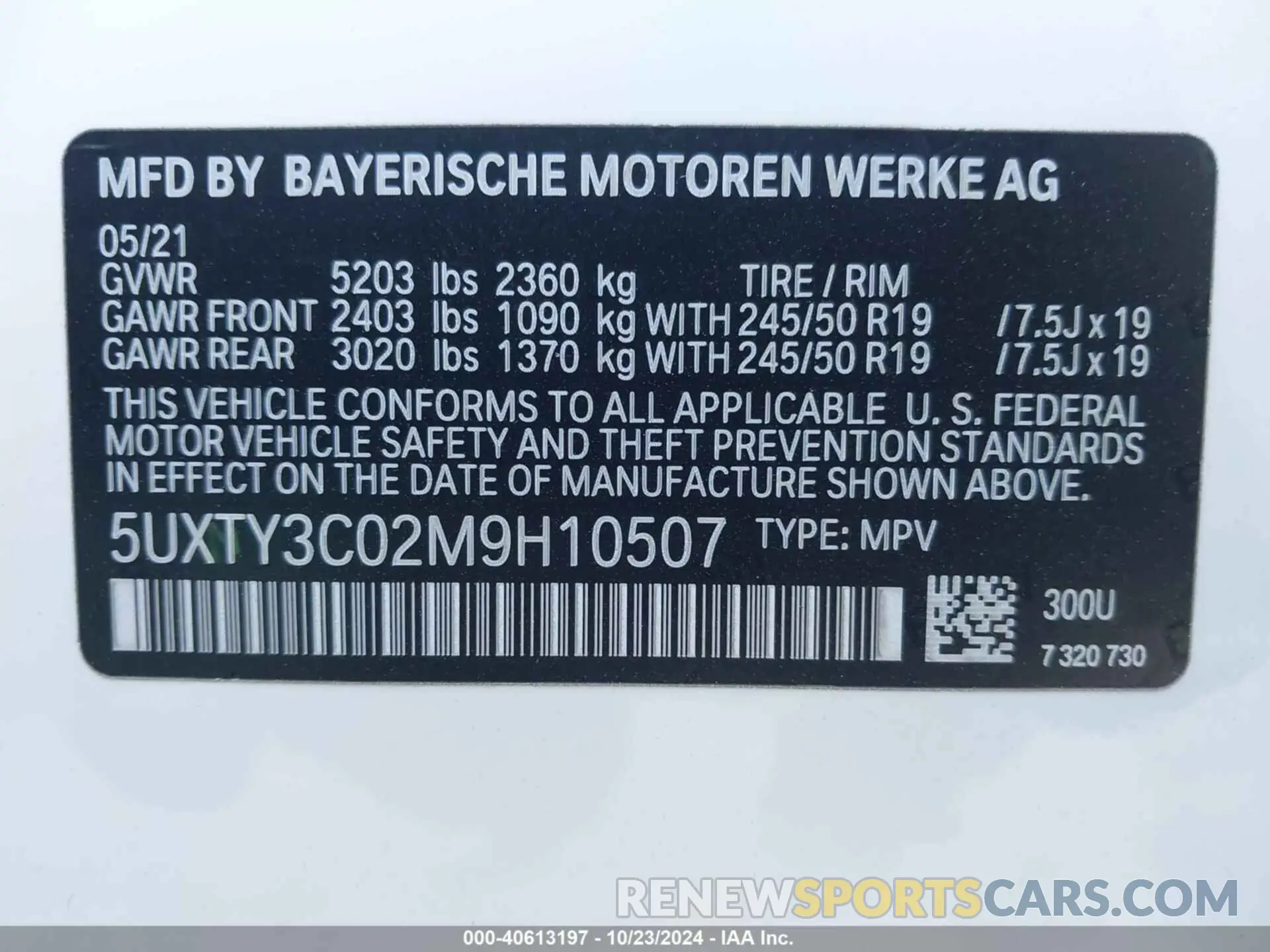 9 fotografías del automóvil dañado 5UXTY3C02M9H10507 BMW X3 2021