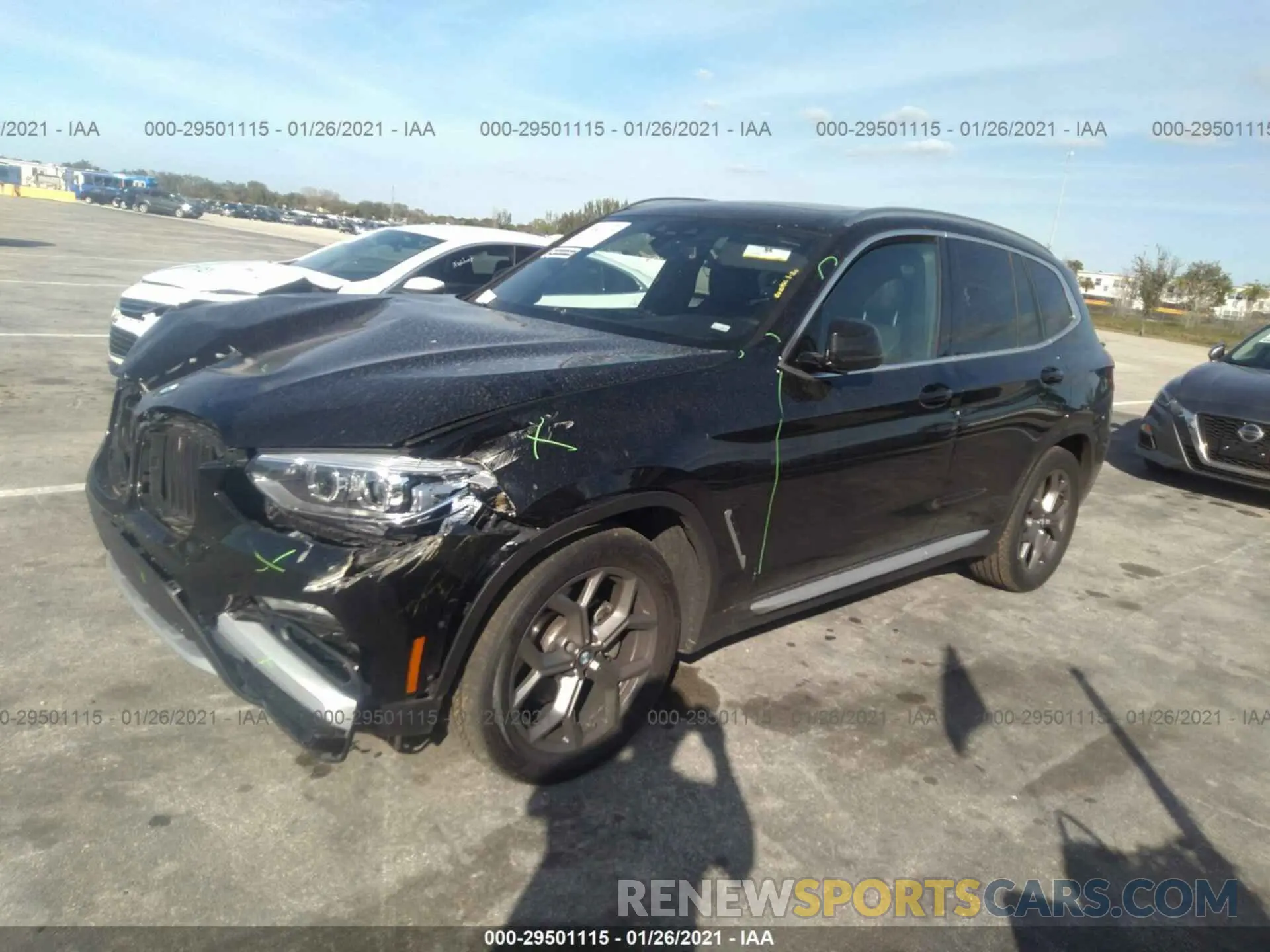 2 fotografías del automóvil dañado 5UXTY3C03M9E86535 BMW X3 2021