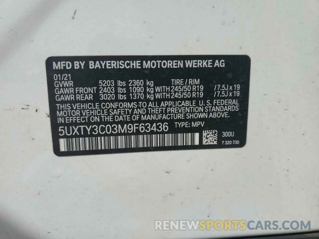 13 fotografías del automóvil dañado 5UXTY3C03M9F63436 BMW X3 2021