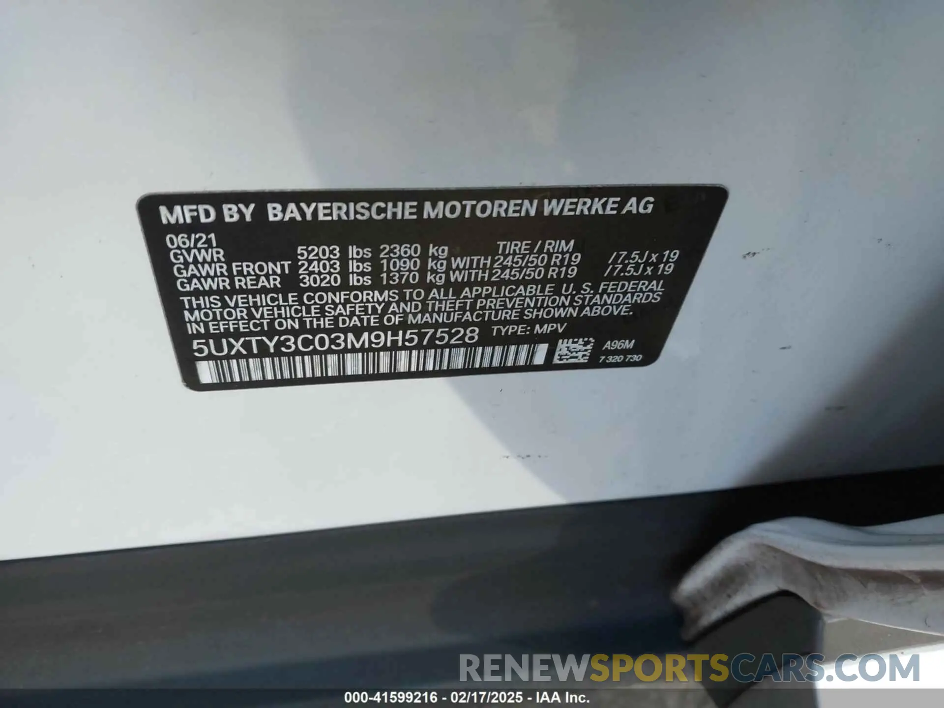 9 fotografías del automóvil dañado 5UXTY3C03M9H57528 BMW X3 2021