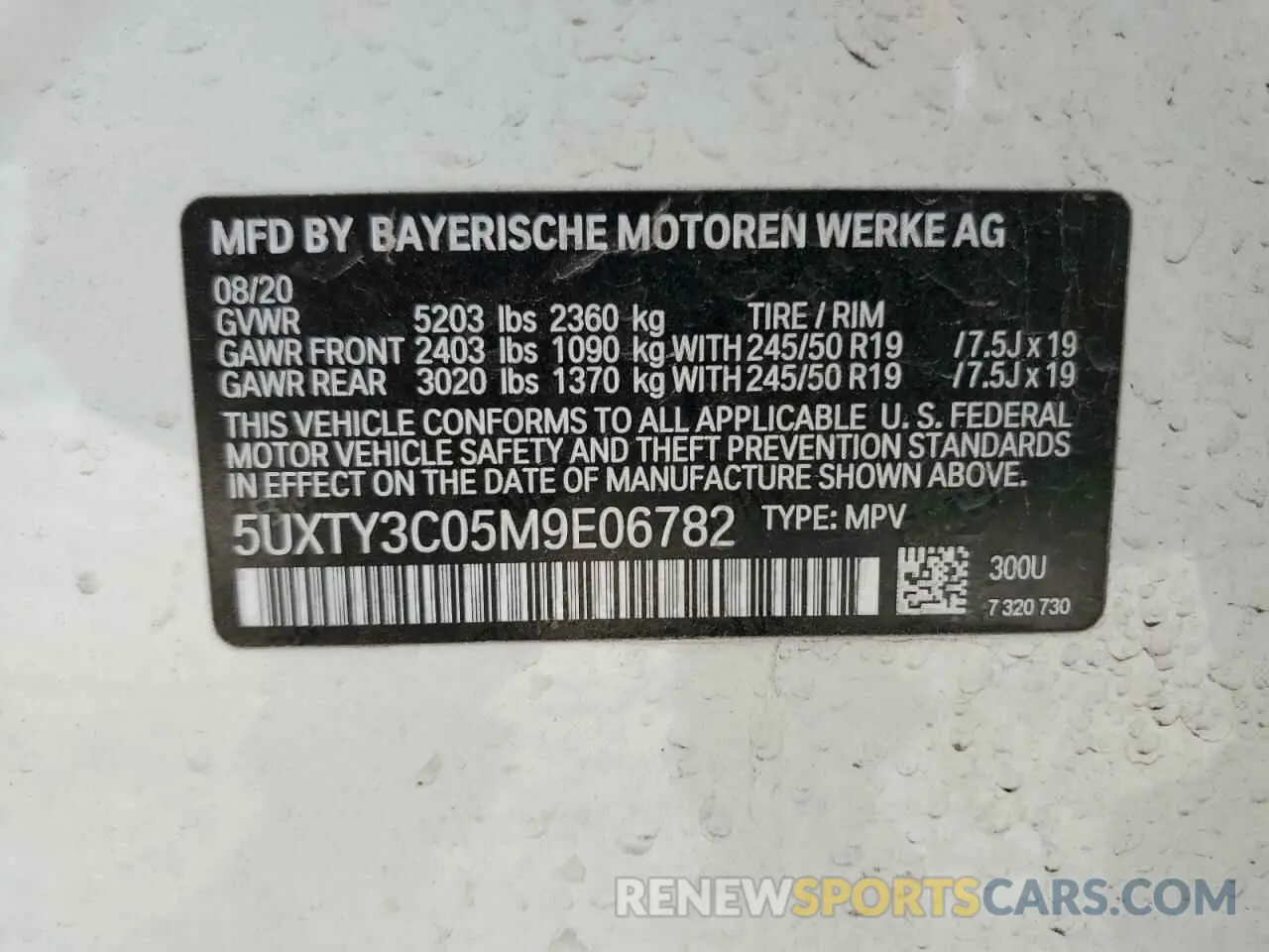 14 fotografías del automóvil dañado 5UXTY3C05M9E06782 BMW X3 2021