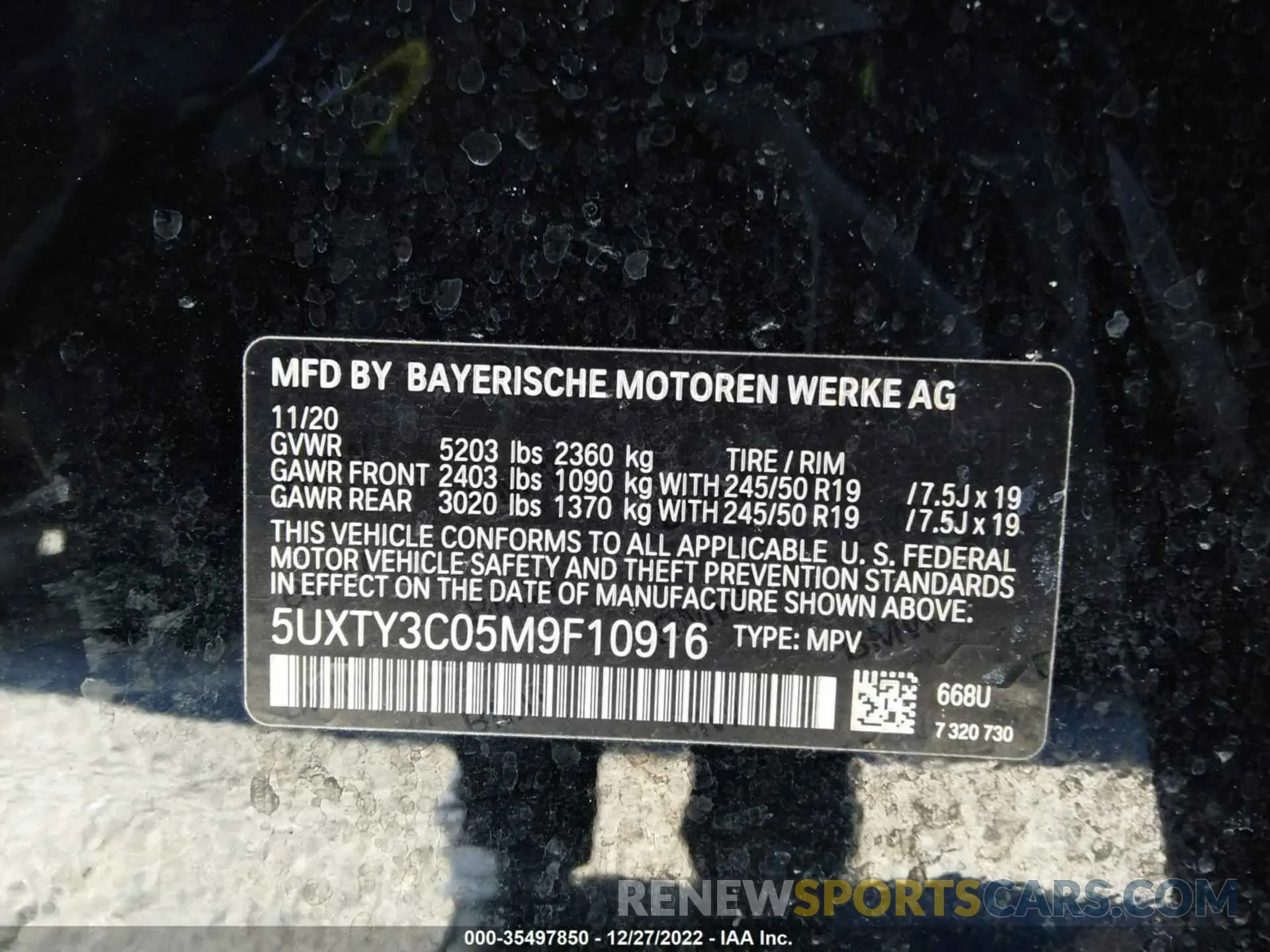9 fotografías del automóvil dañado 5UXTY3C05M9F10916 BMW X3 2021
