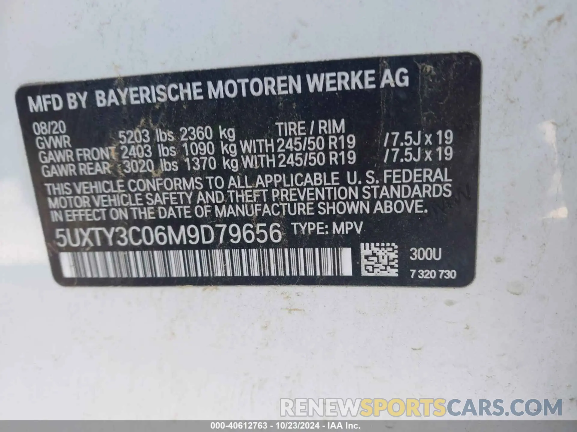 9 fotografías del automóvil dañado 5UXTY3C06M9D79656 BMW X3 2021