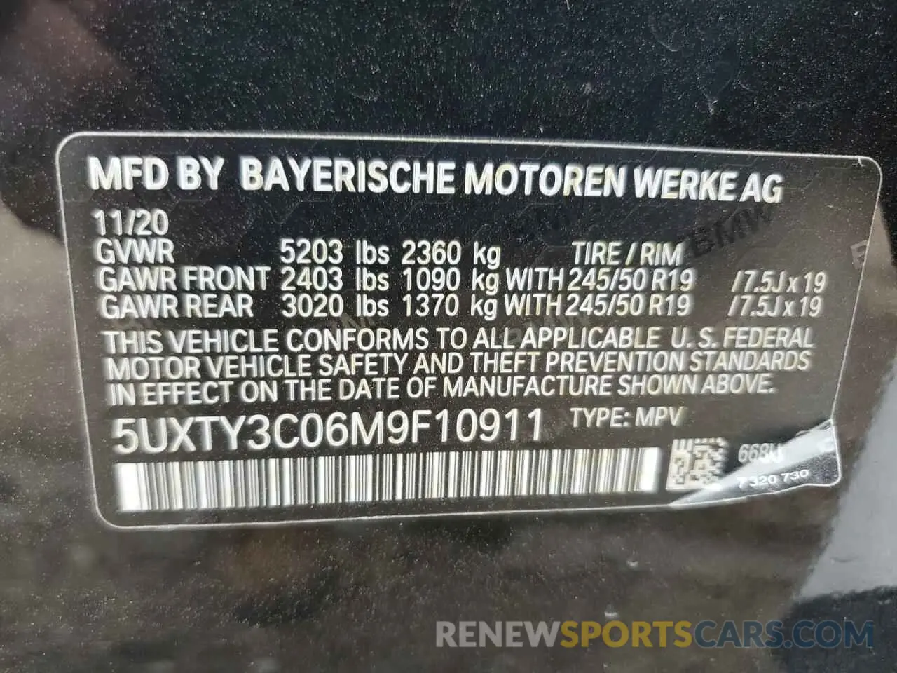 13 fotografías del automóvil dañado 5UXTY3C06M9F10911 BMW X3 2021