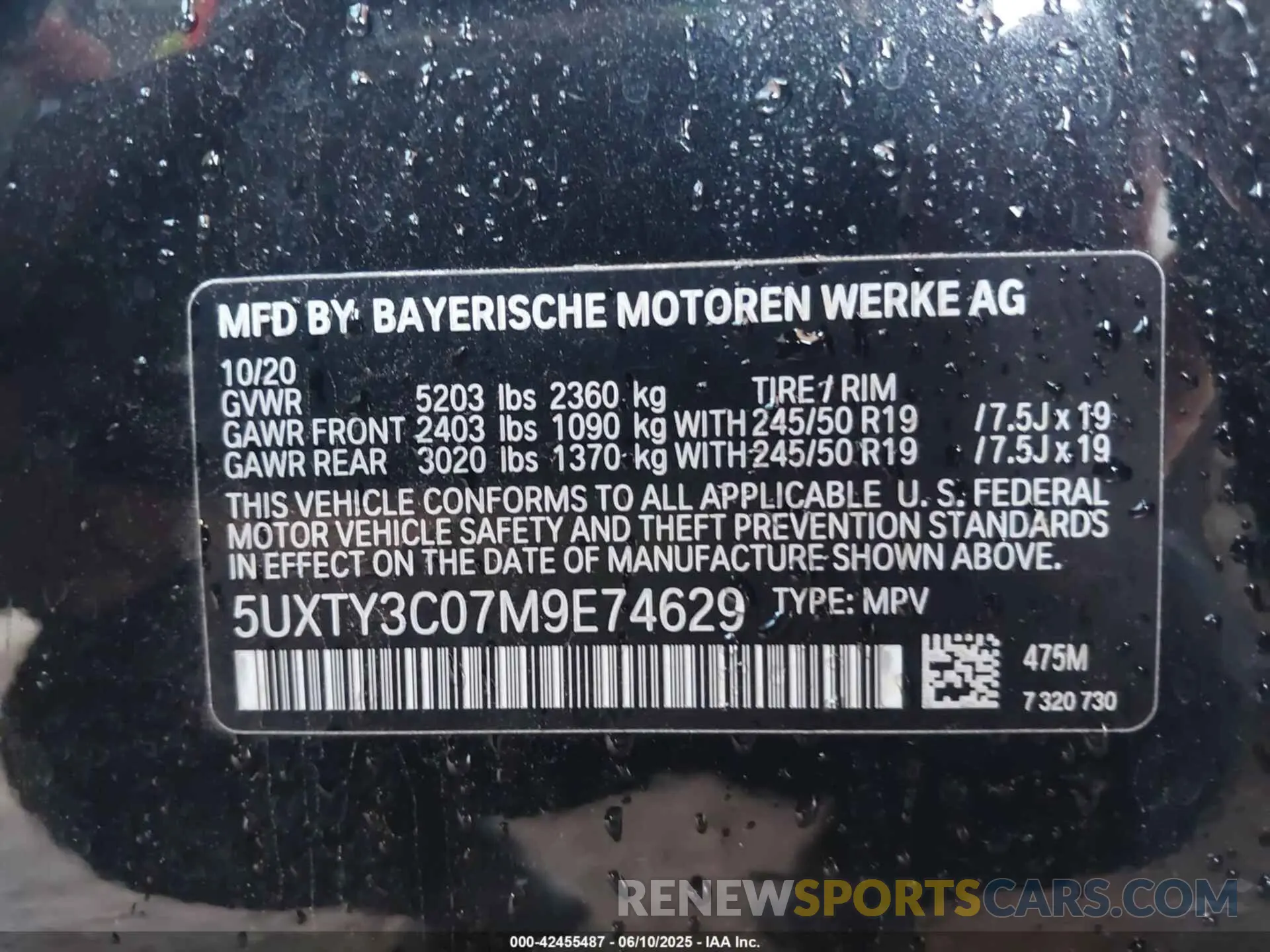 9 fotografías del automóvil dañado 5UXTY3C07M9E74629 BMW X3 2021