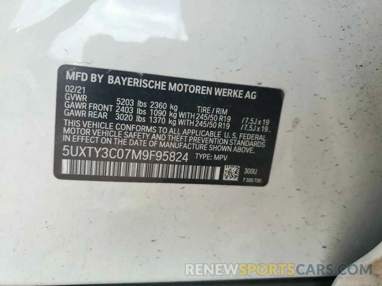 13 fotografías del automóvil dañado 5UXTY3C07M9F95824 BMW X3 2021