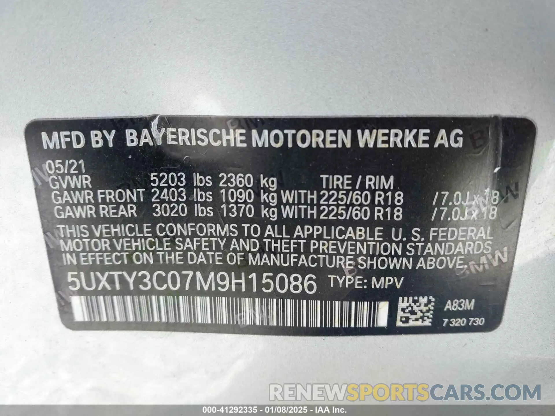 9 fotografías del automóvil dañado 5UXTY3C07M9H15086 BMW X3 2021