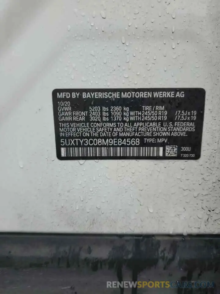 13 fotografías del automóvil dañado 5UXTY3C08M9E84568 BMW X3 2021