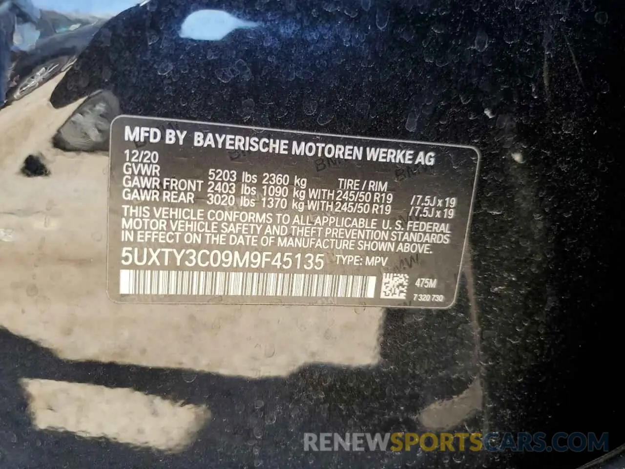 14 fotografías del automóvil dañado 5UXTY3C09M9F45135 BMW X3 2021