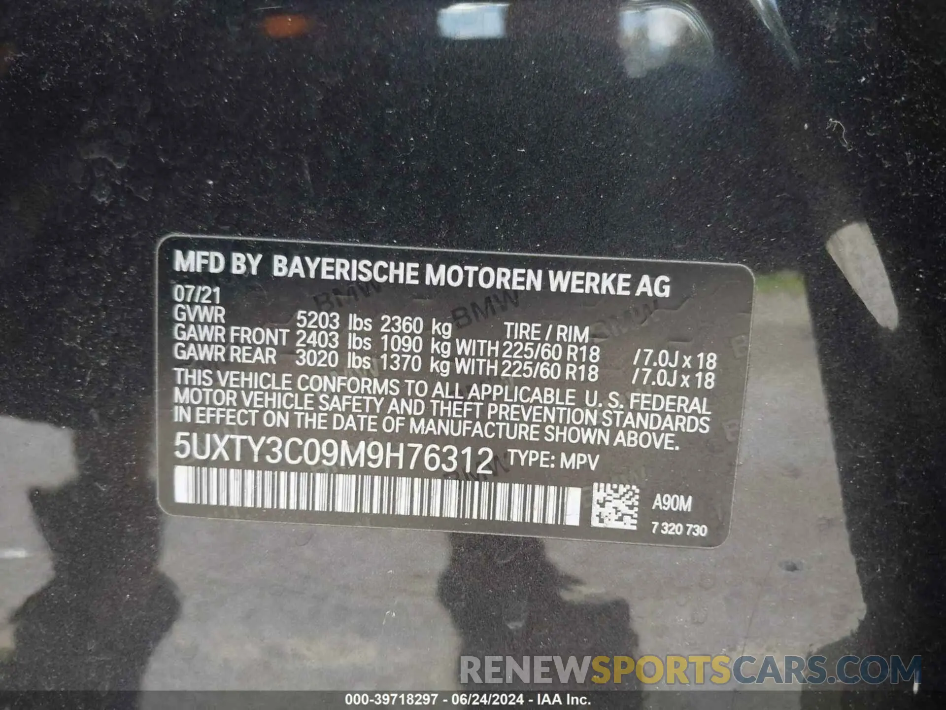 9 fotografías del automóvil dañado 5UXTY3C09M9H76312 BMW X3 2021