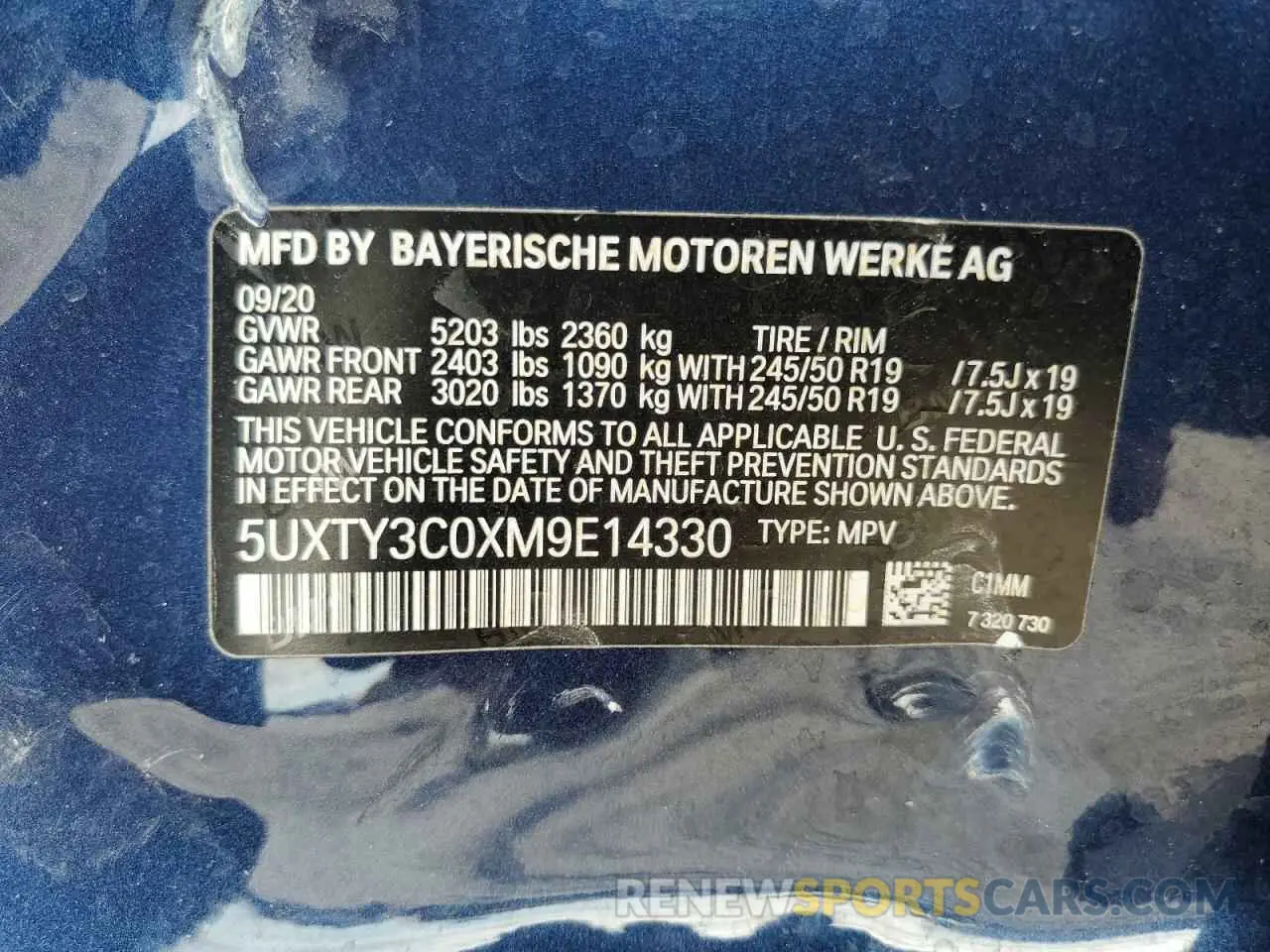13 fotografías del automóvil dañado 5UXTY3C0XM9E14330 BMW X3 2021