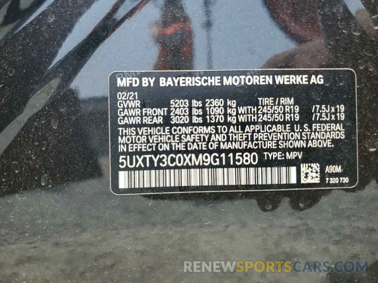 13 fotografías del automóvil dañado 5UXTY3C0XM9G11580 BMW X3 2021