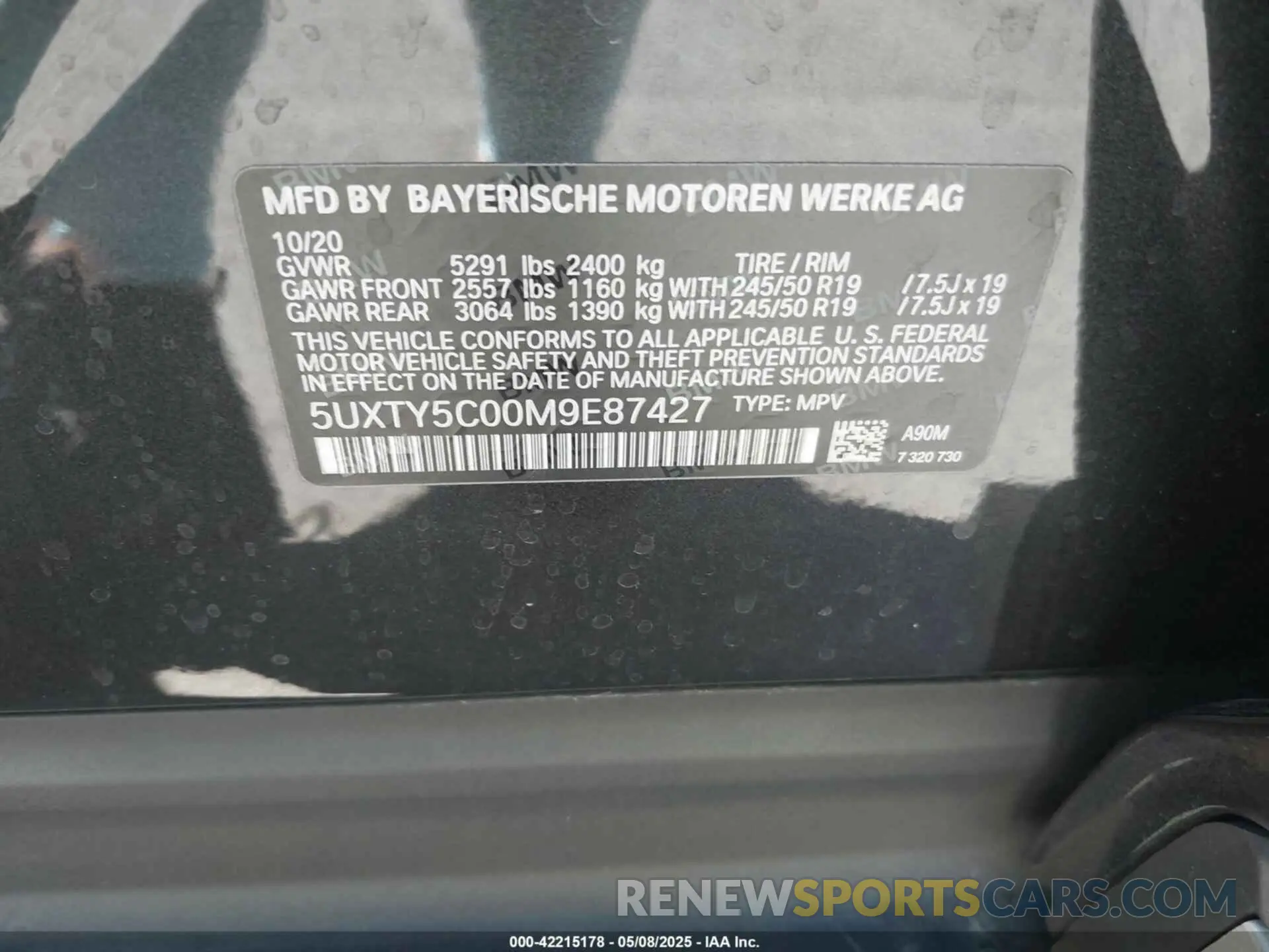 9 fotografías del automóvil dañado 5UXTY5C00M9E87427 BMW X3 2021