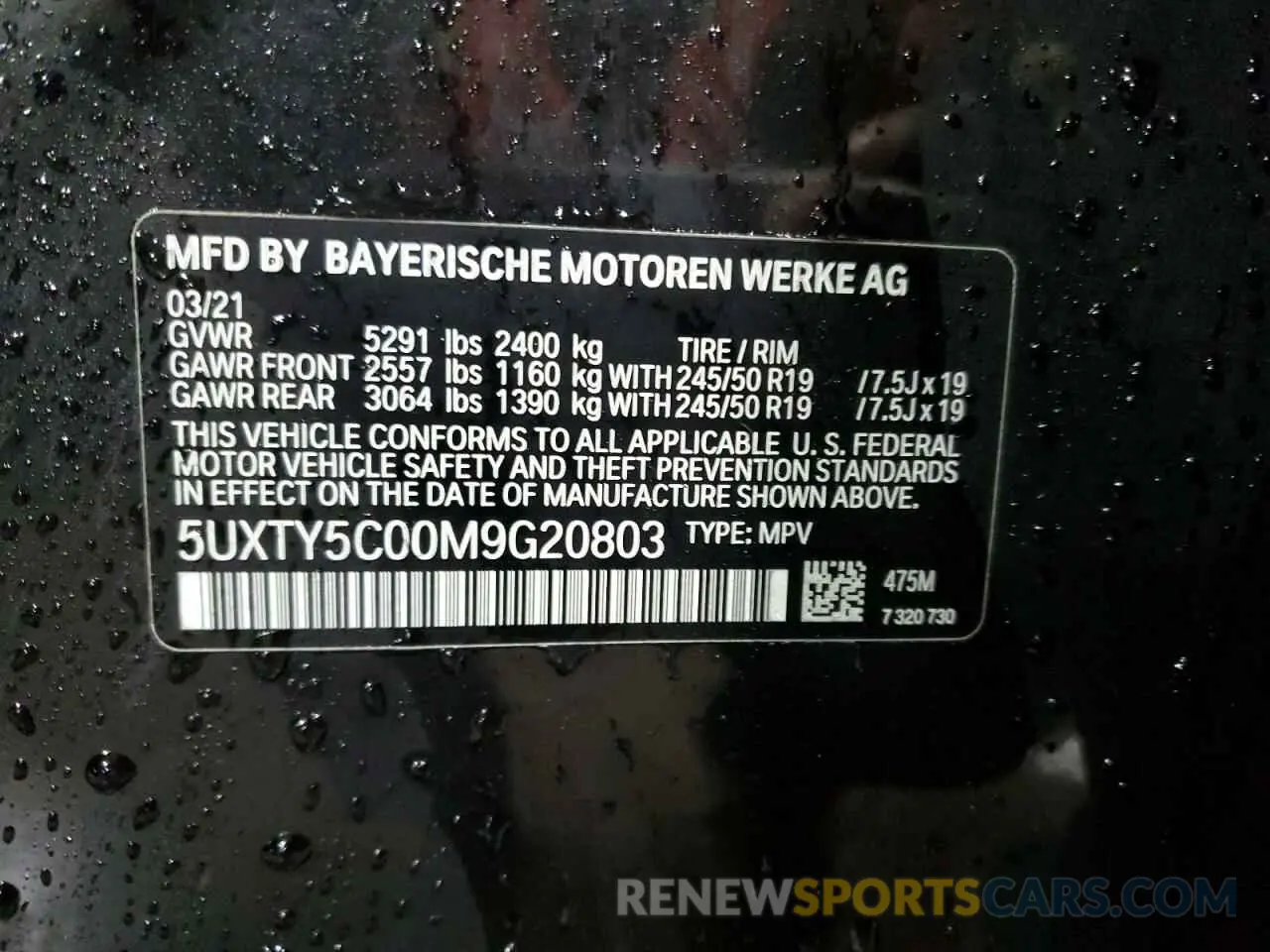 15 fotografías del automóvil dañado 5UXTY5C00M9G20803 BMW X3 2021