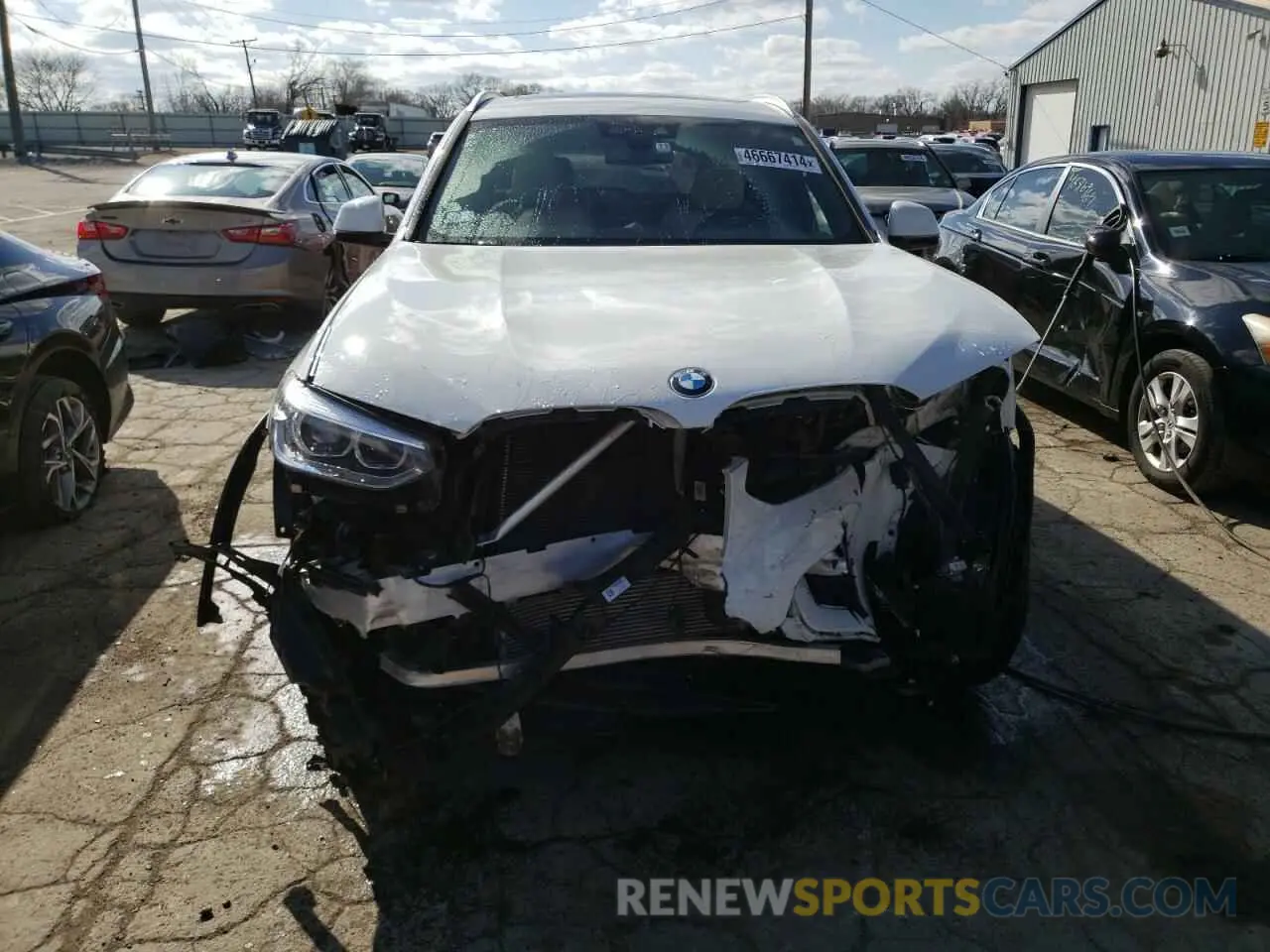 5 fotografías del automóvil dañado 5UXTY5C00M9G40162 BMW X3 2021
