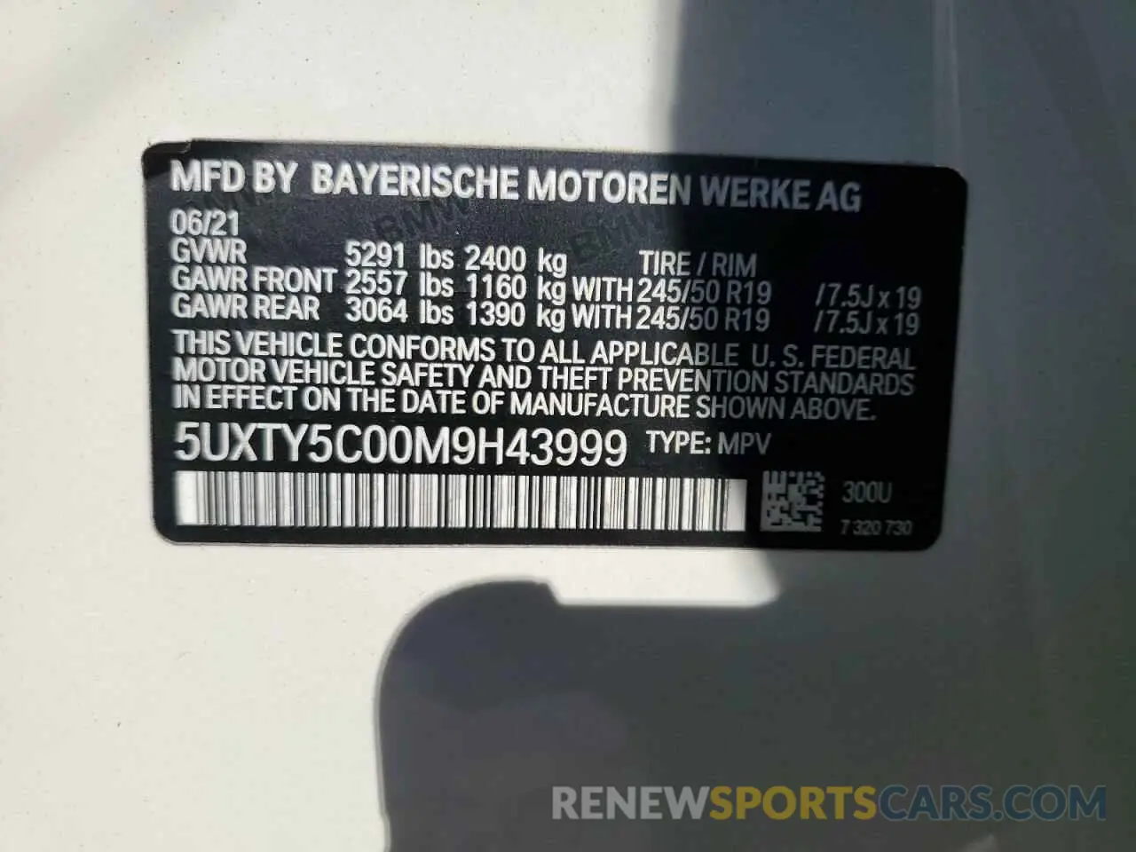 13 fotografías del automóvil dañado 5UXTY5C00M9H43999 BMW X3 2021