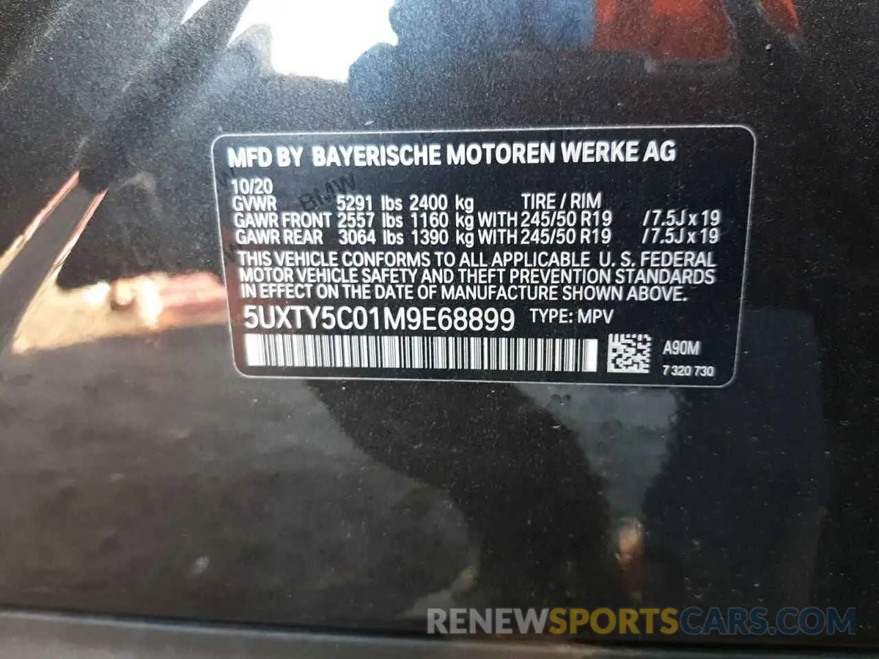10 fotografías del automóvil dañado 5UXTY5C01M9E68899 BMW X3 2021