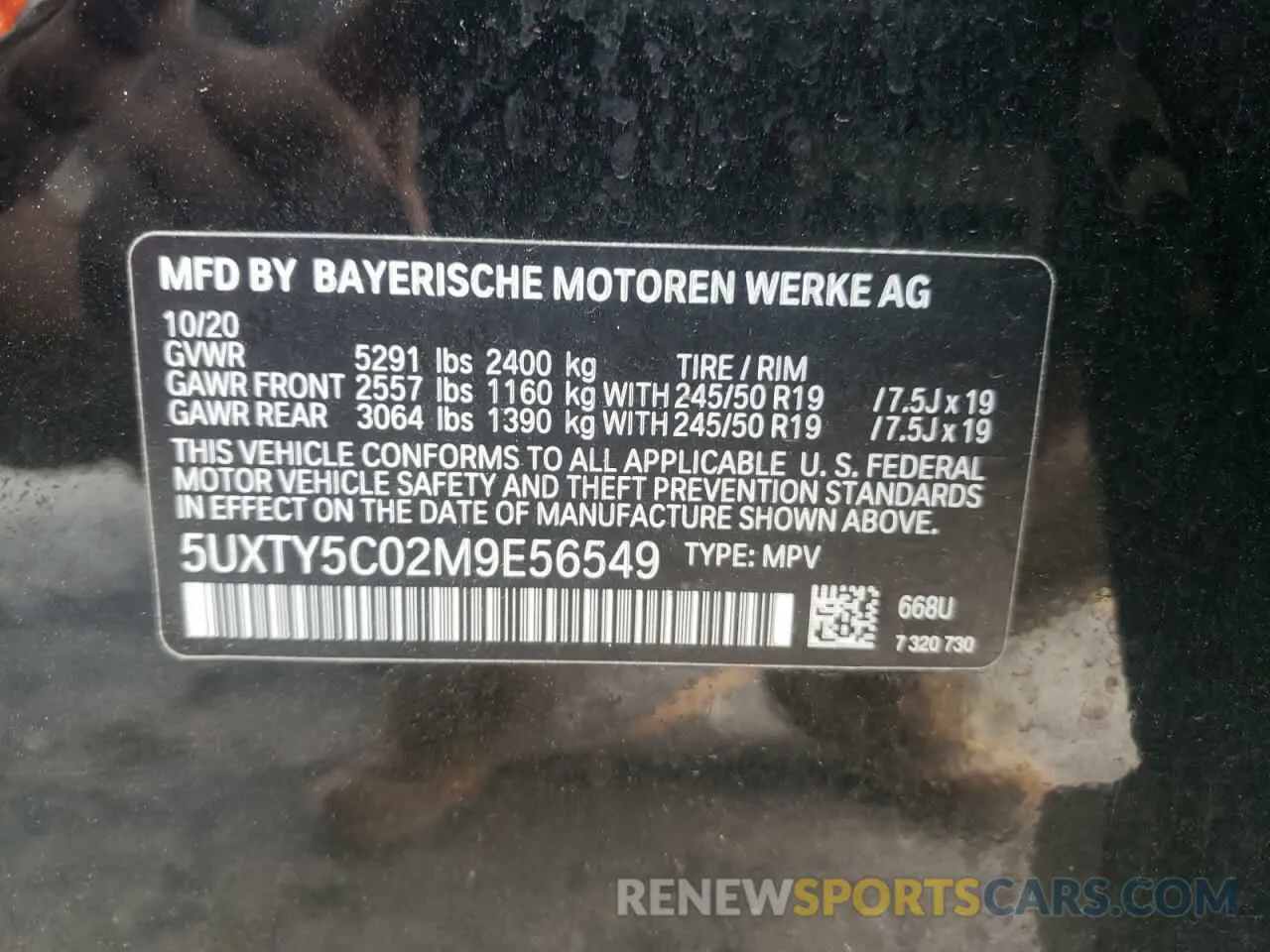 10 fotografías del automóvil dañado 5UXTY5C02M9E56549 BMW X3 2021