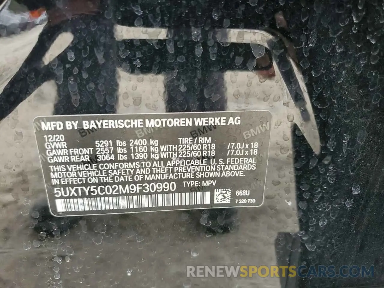 14 fotografías del automóvil dañado 5UXTY5C02M9F30990 BMW X3 2021