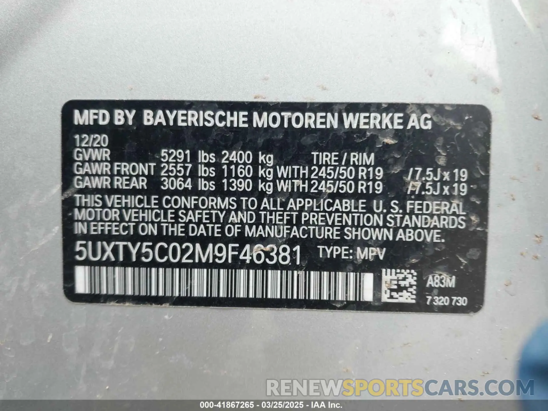 9 fotografías del automóvil dañado 5UXTY5C02M9F46381 BMW X3 2021