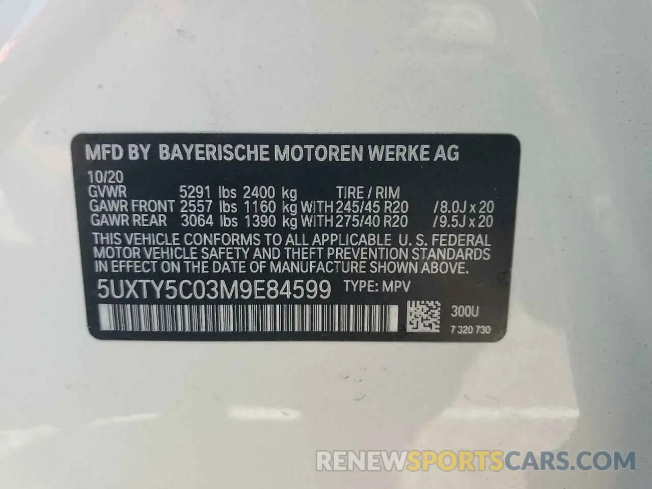 13 fotografías del automóvil dañado 5UXTY5C03M9E84599 BMW X3 2021