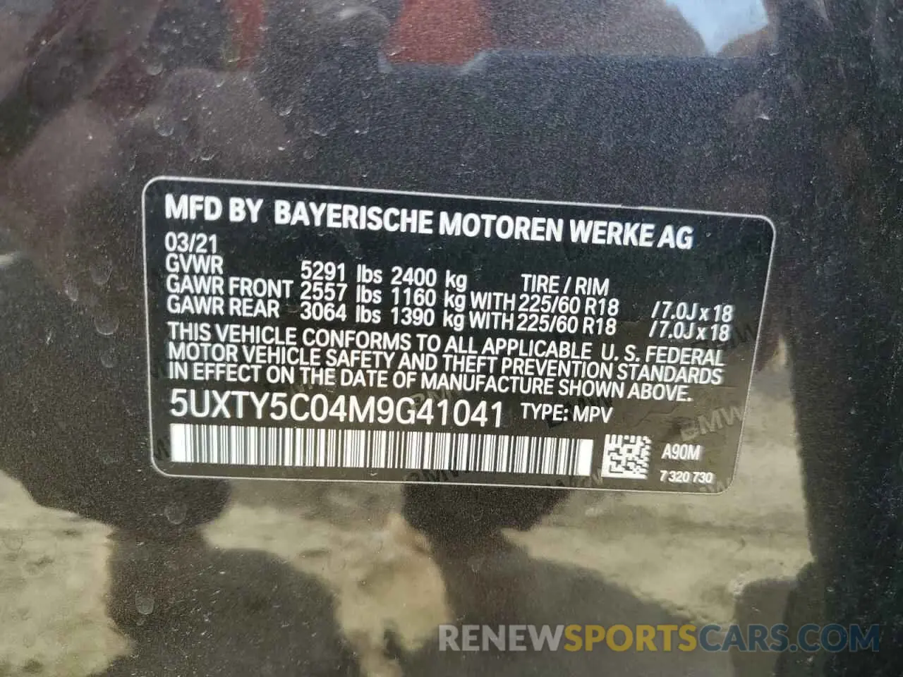 13 fotografías del automóvil dañado 5UXTY5C04M9G41041 BMW X3 2021