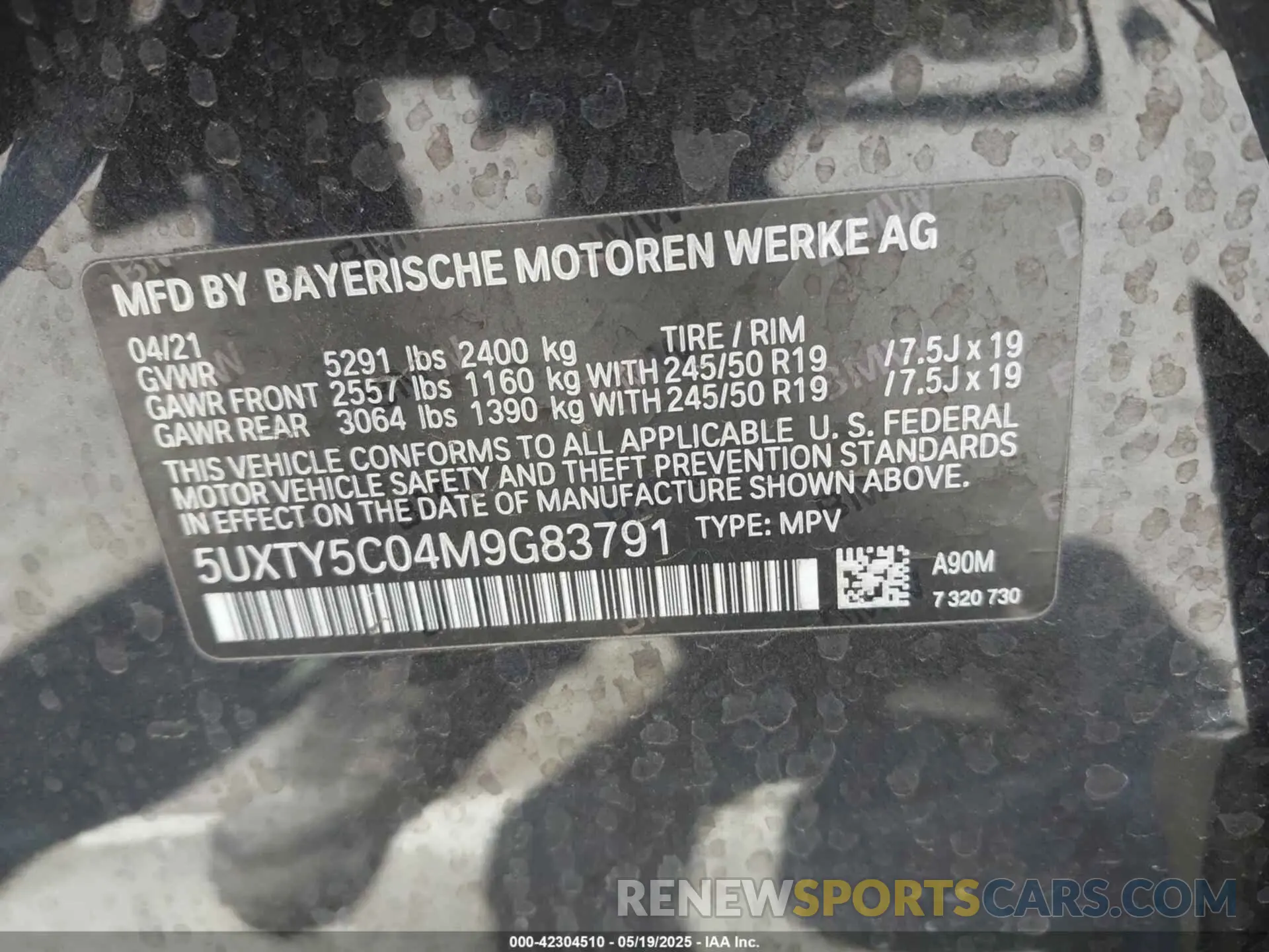 9 fotografías del automóvil dañado 5UXTY5C04M9G83791 BMW X3 2021