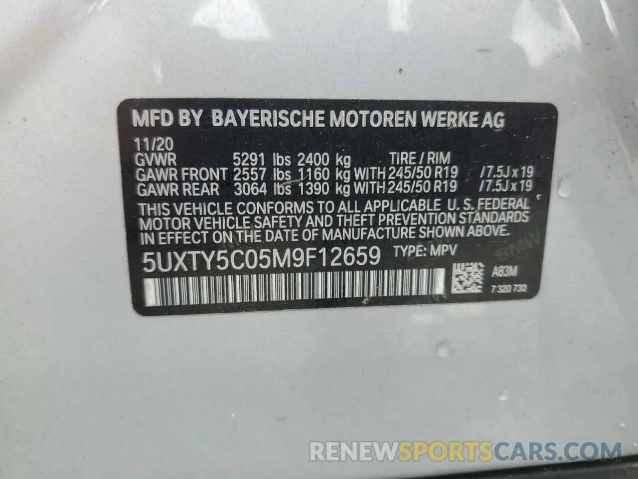 13 fotografías del automóvil dañado 5UXTY5C05M9F12659 BMW X3 2021