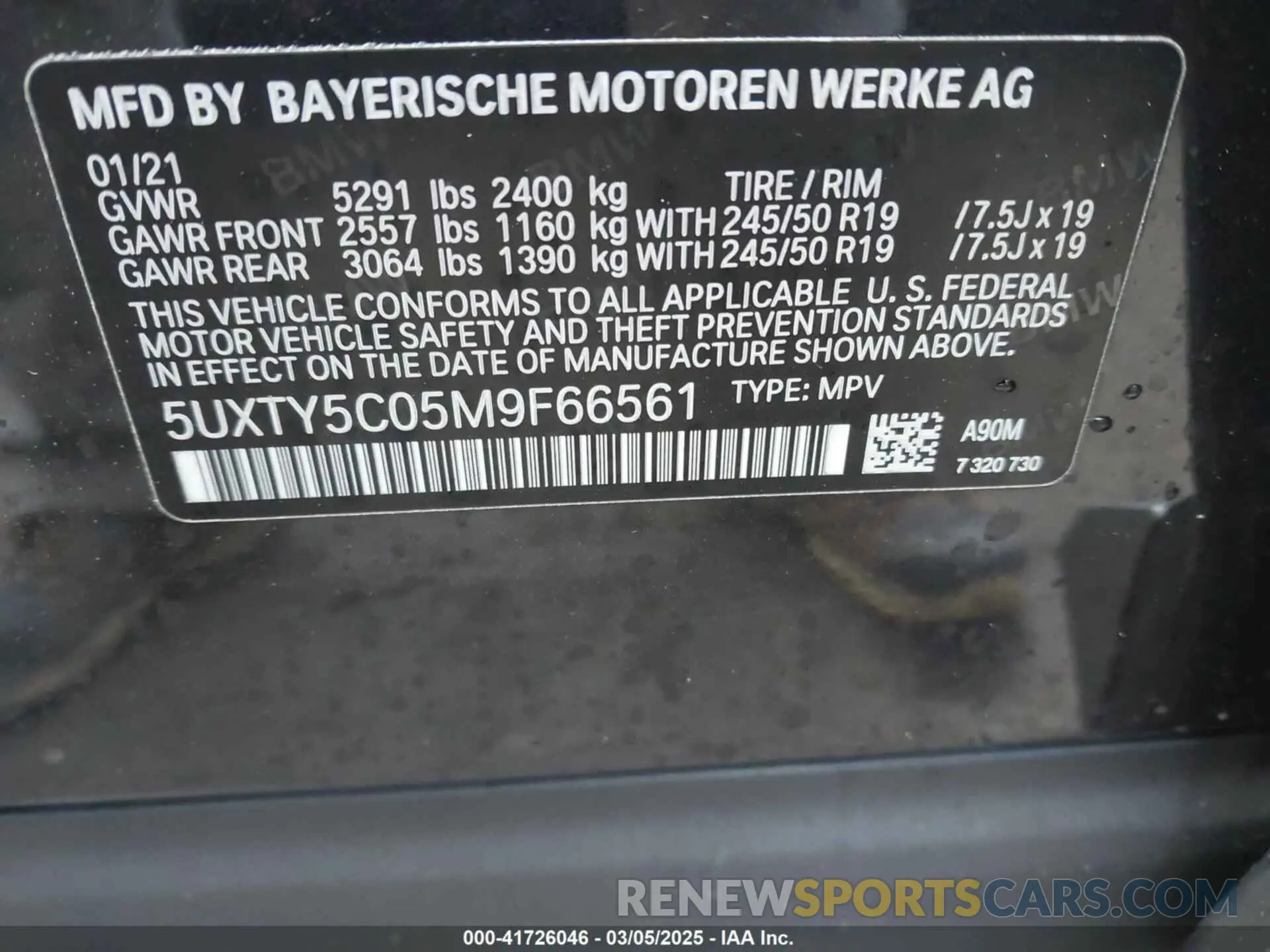 9 fotografías del automóvil dañado 5UXTY5C05M9F66561 BMW X3 2021