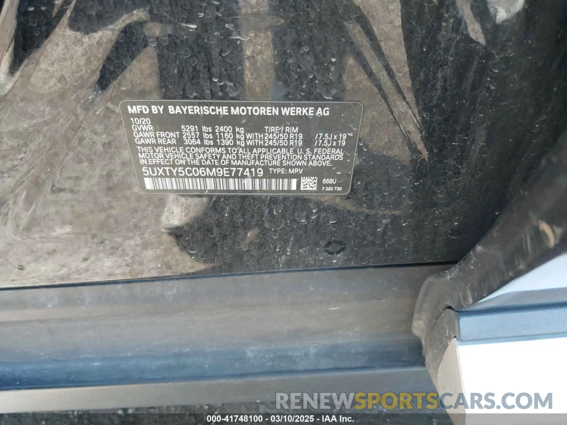 9 fotografías del automóvil dañado 5UXTY5C06M9E77419 BMW X3 2021