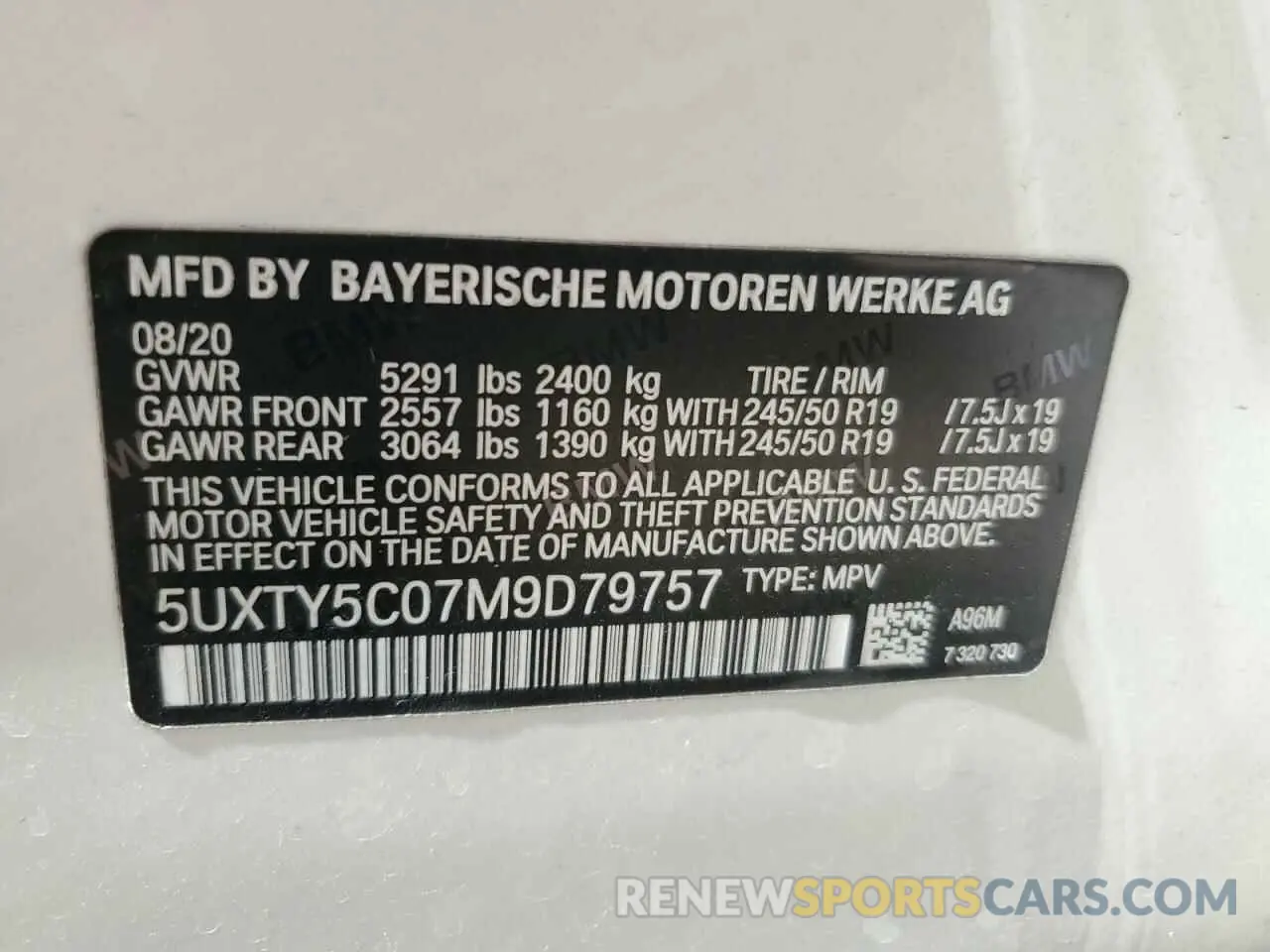 12 fotografías del automóvil dañado 5UXTY5C07M9D79757 BMW X3 2021