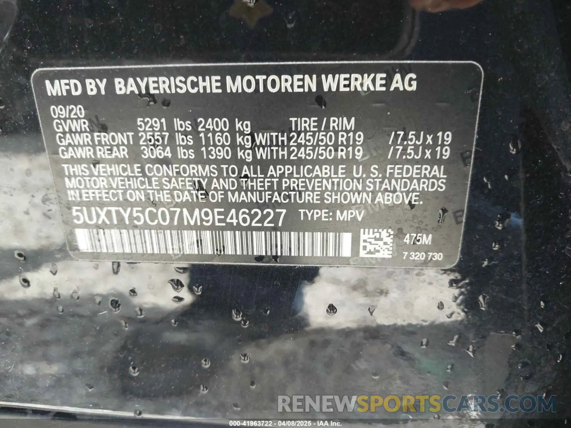 9 fotografías del automóvil dañado 5UXTY5C07M9E46227 BMW X3 2021