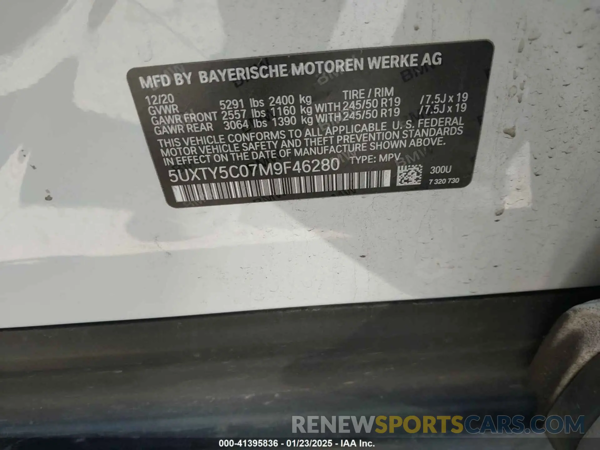 9 fotografías del automóvil dañado 5UXTY5C07M9F46280 BMW X3 2021