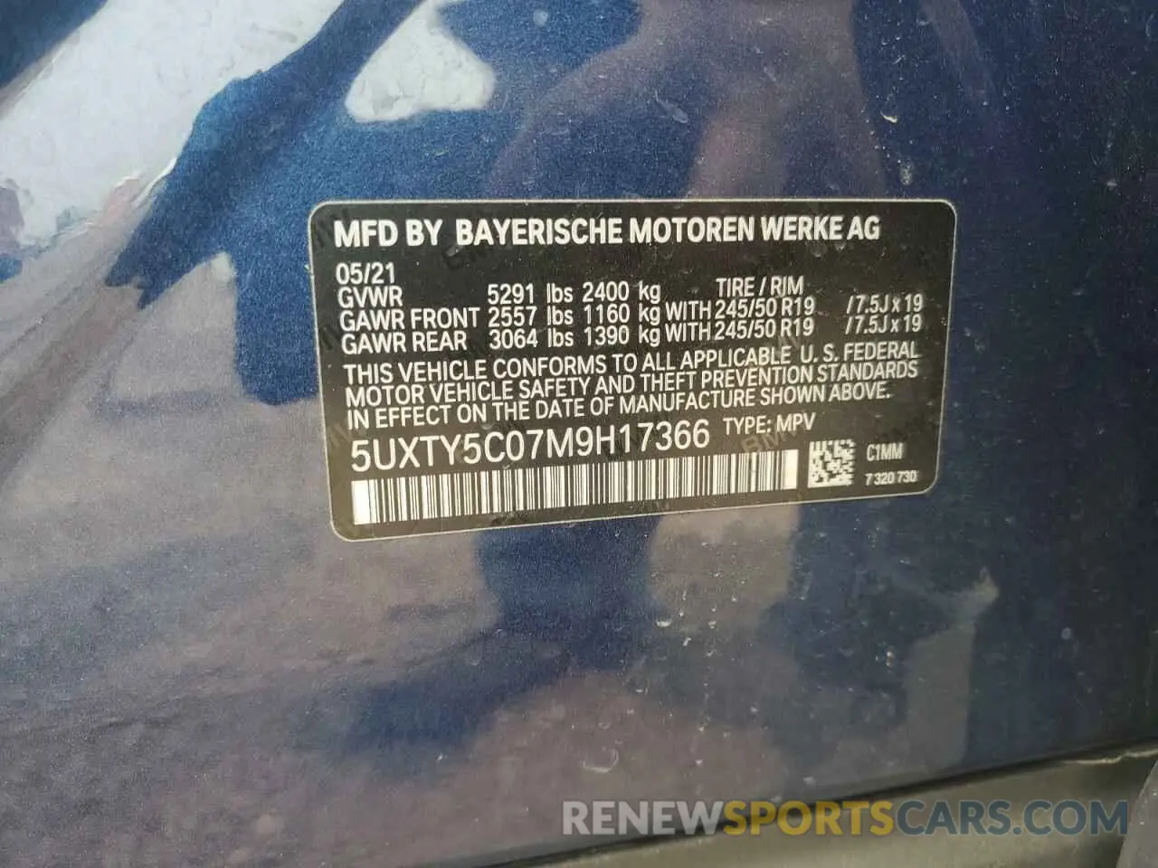 12 fotografías del automóvil dañado 5UXTY5C07M9H17366 BMW X3 2021