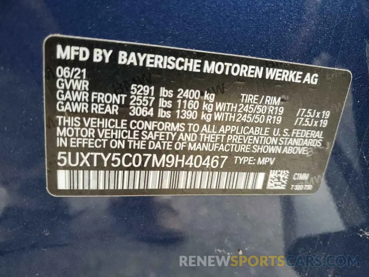 13 fotografías del automóvil dañado 5UXTY5C07M9H40467 BMW X3 2021