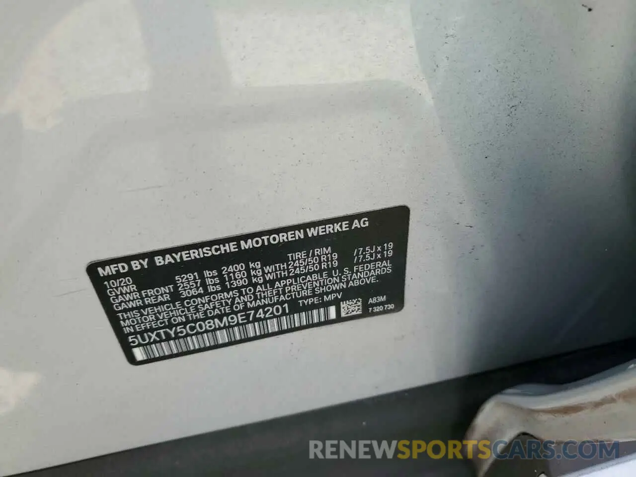 13 fotografías del automóvil dañado 5UXTY5C08M9E74201 BMW X3 2021
