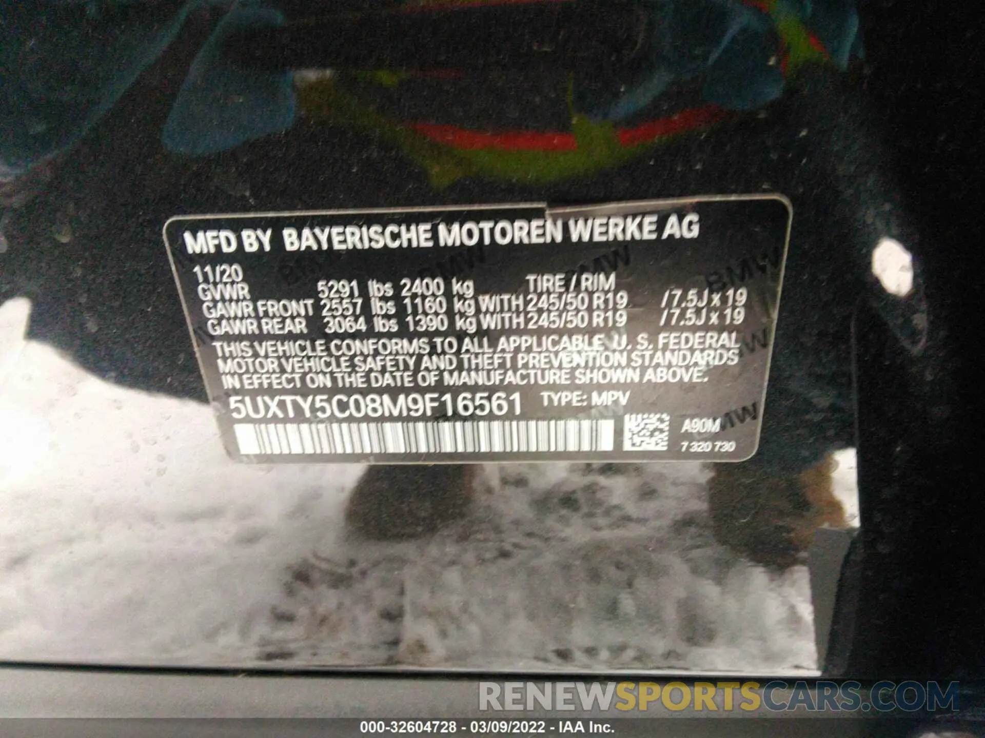 9 fotografías del automóvil dañado 5UXTY5C08M9F16561 BMW X3 2021