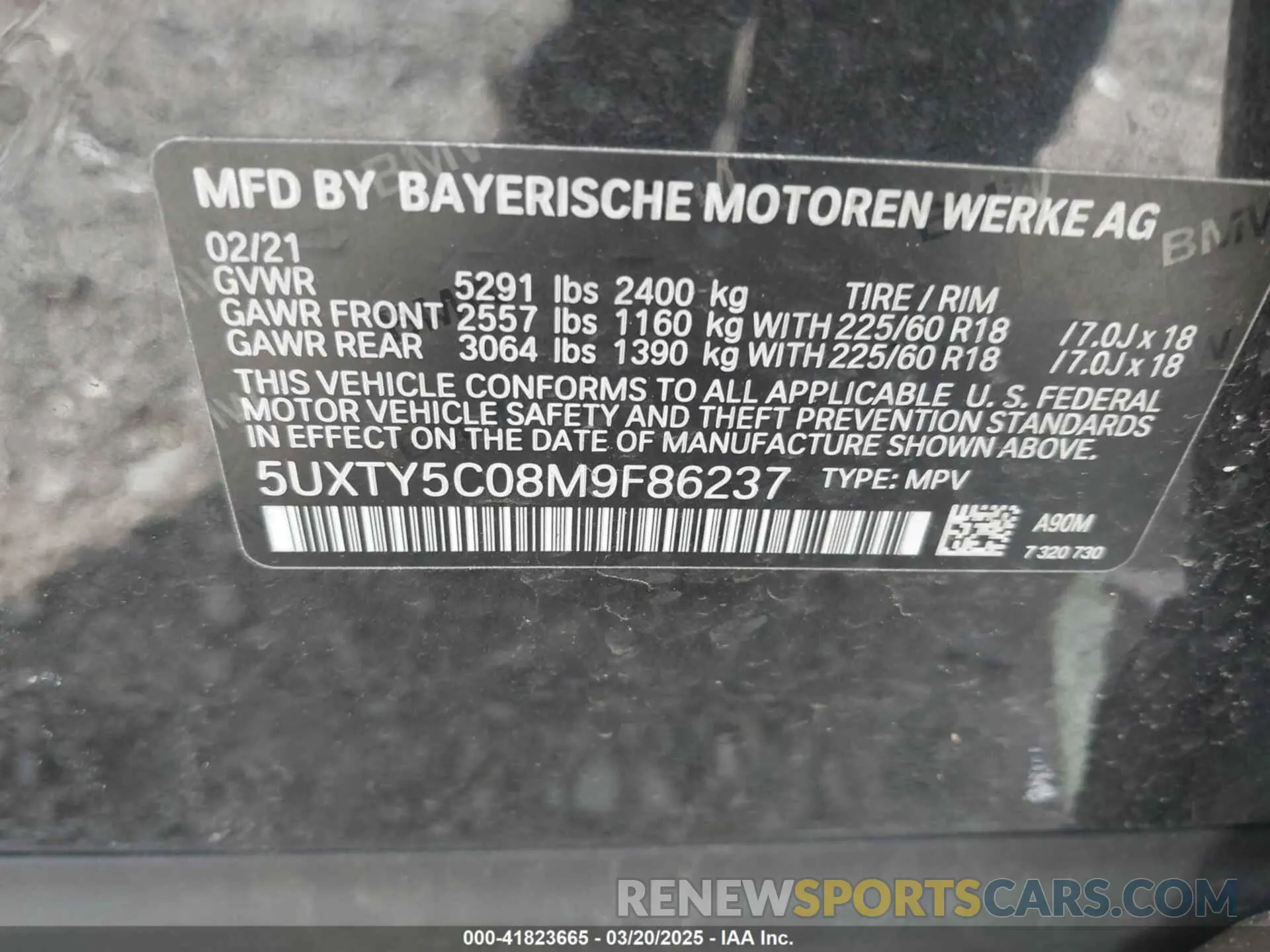 9 fotografías del automóvil dañado 5UXTY5C08M9F86237 BMW X3 2021
