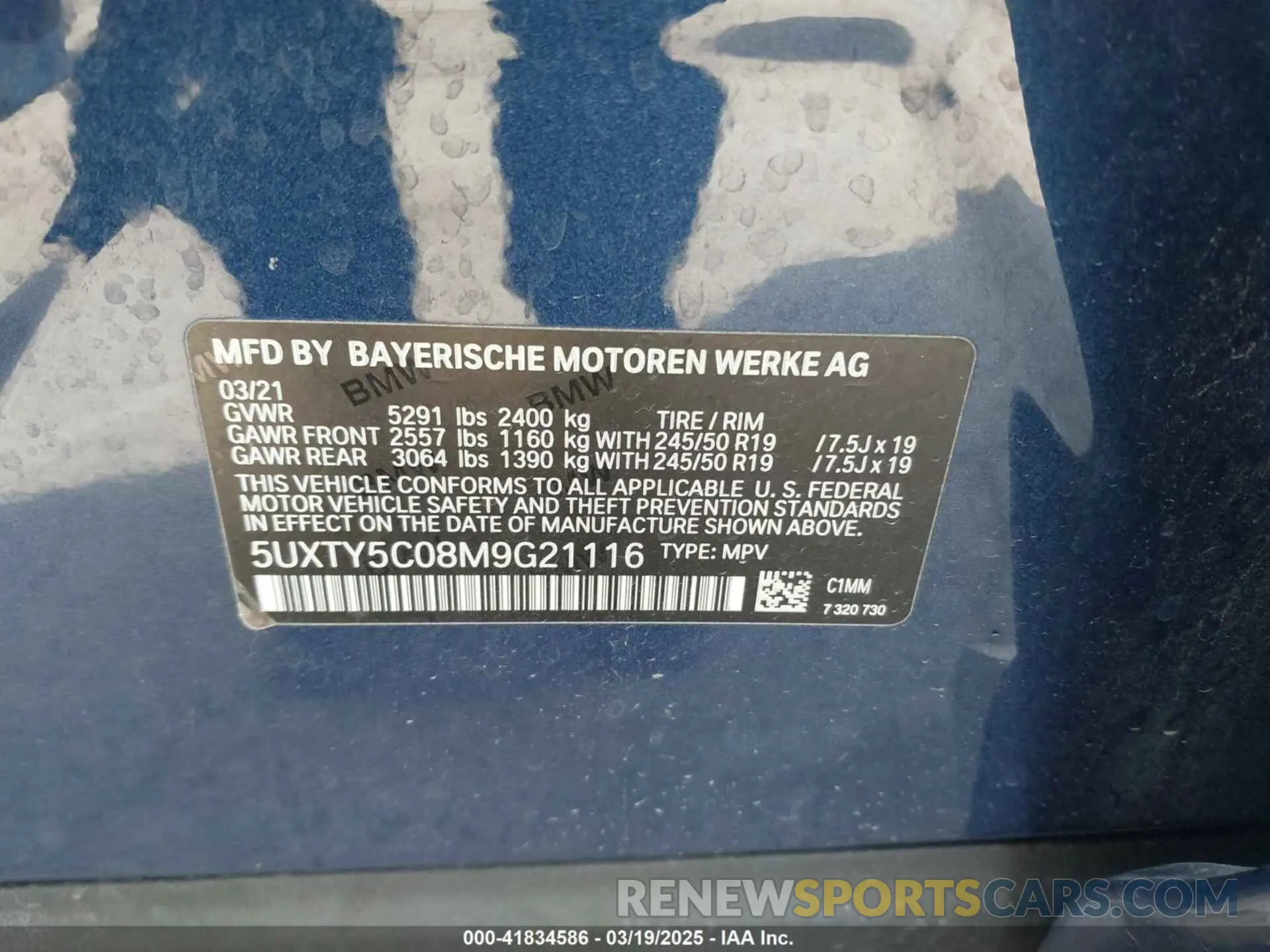 9 fotografías del automóvil dañado 5UXTY5C08M9G21116 BMW X3 2021